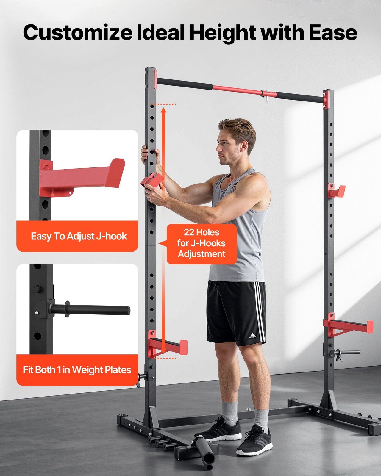 Carbon Steel Power Cage: 980lb Capacity, Width-Adjustable, 2"x2" Frame
