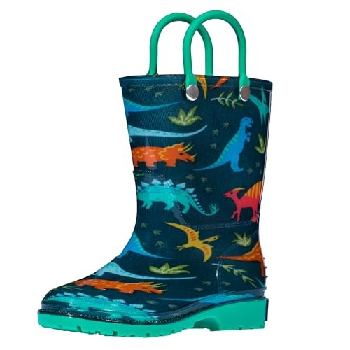 Kids Rain Boots – 100% Waterproof with Slip 6 Toddler Jurassic Dinosaurs