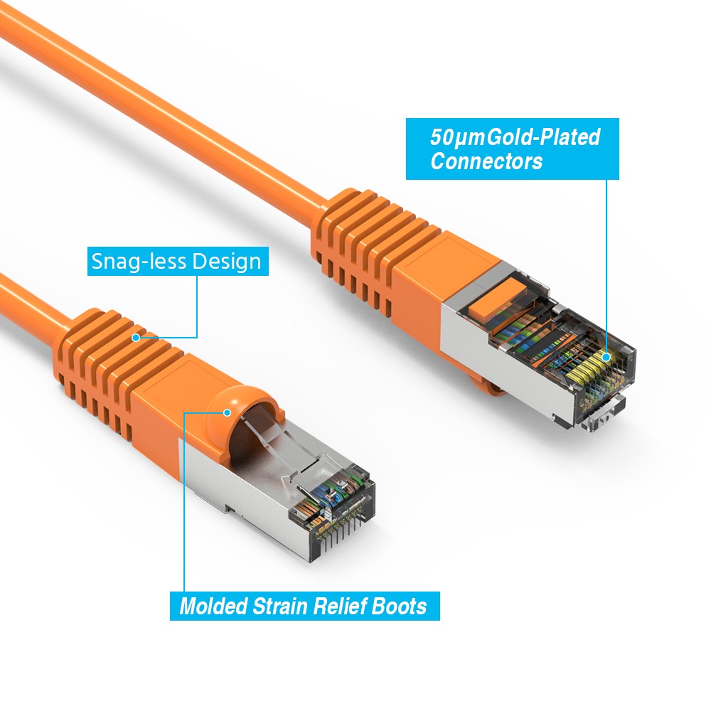 1Ft CAT6 Shielded (SSTP) Ethernet Network Booted Cable Orange