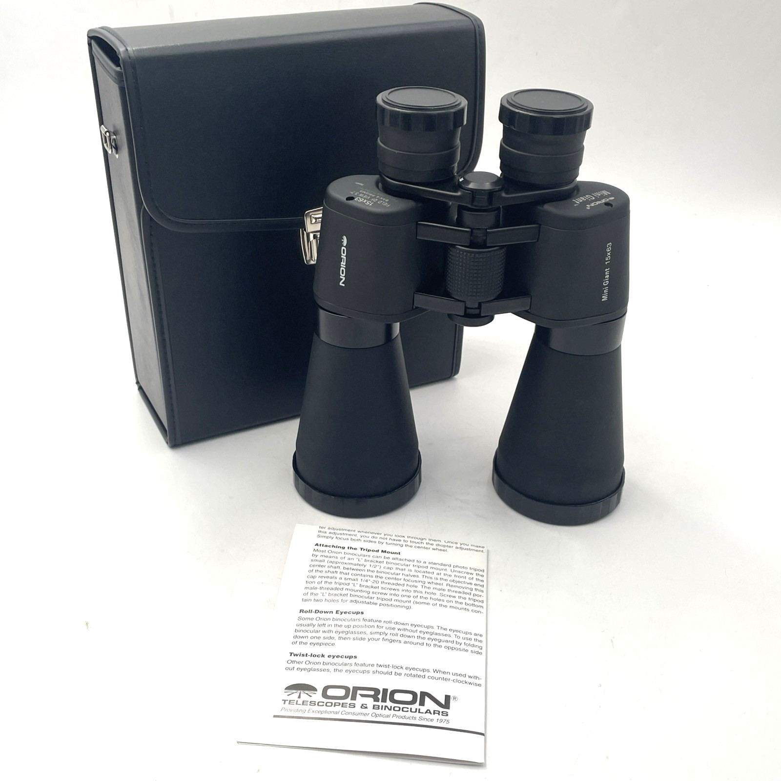 Orion Mini Giant 15x63 Astronomy Binoculars With Hard Shell Case NO STRAPS