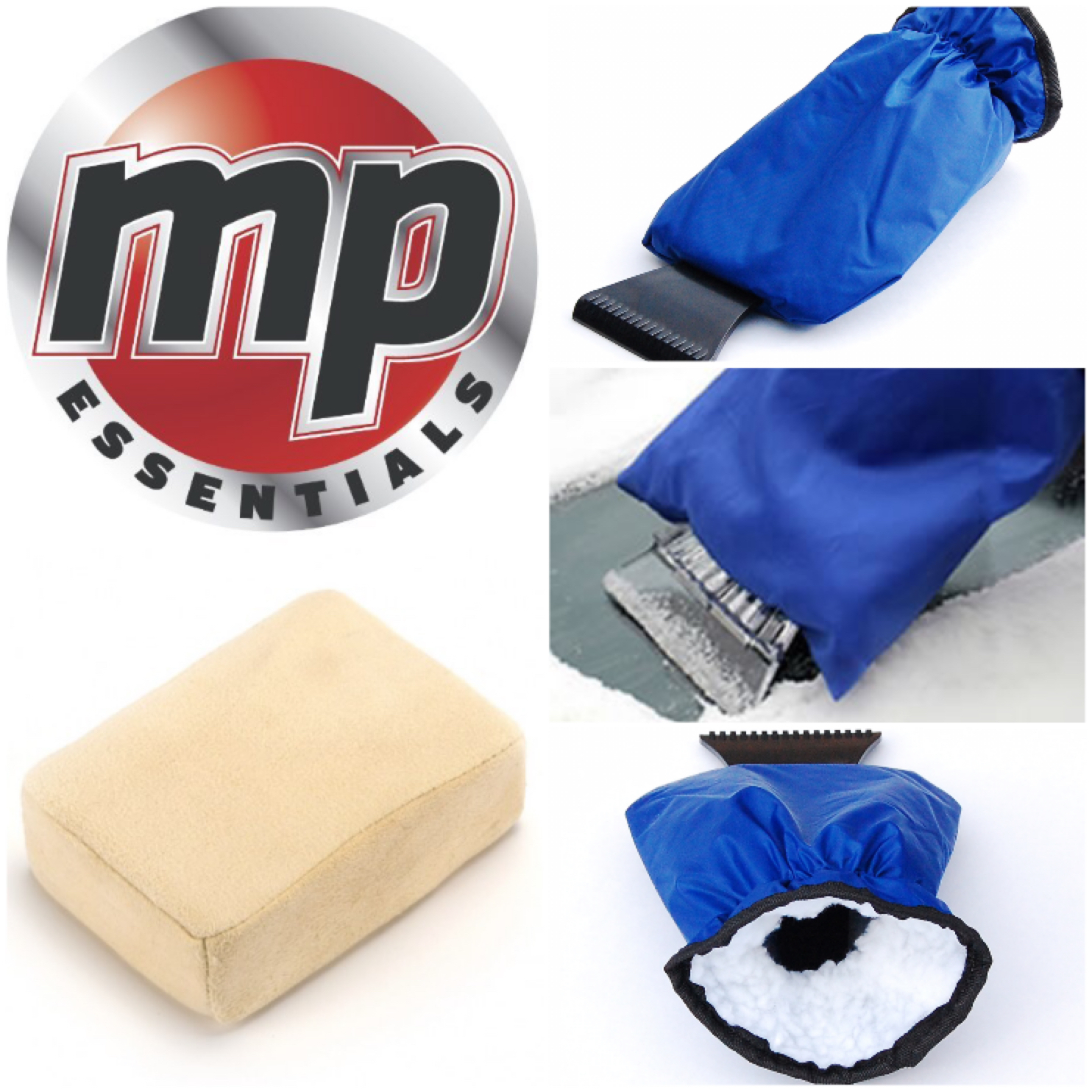 Winter Insulated Car Van Windscreen Ice Snow Frost Scraper & Chamois Demist Pad