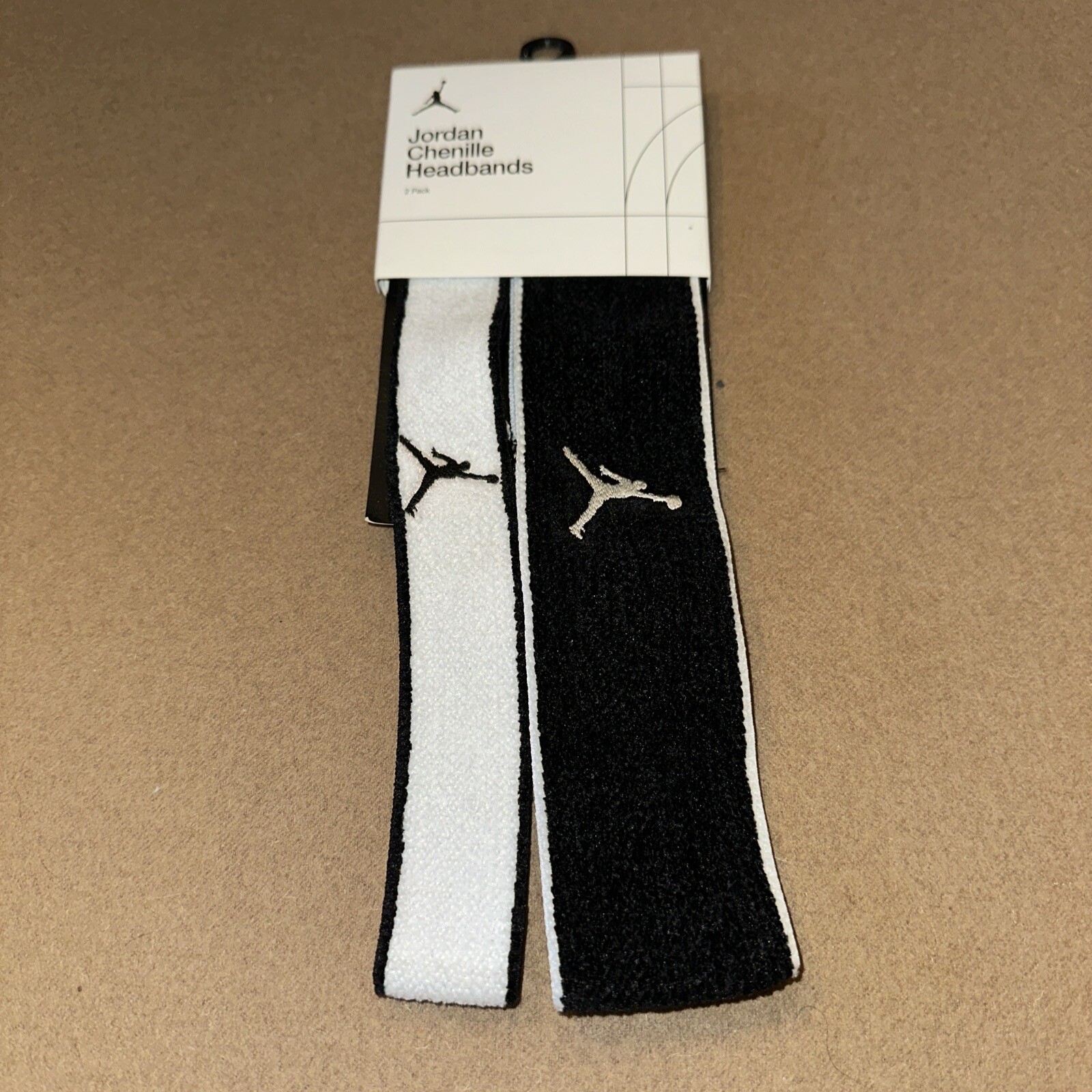 Jordan Chenille Headbands Adult Unisex OSFM Black White 2pk Headgear Sports