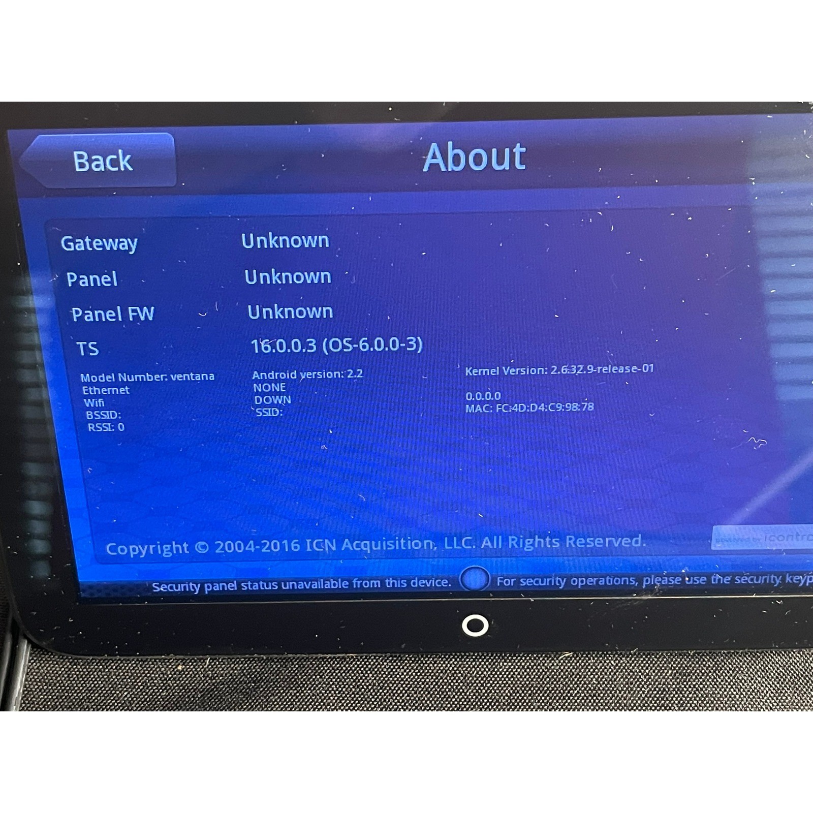 Netgear ADT Pulse Home Security Screen HSS101 HS101ADT-1ADNAS Touchscreen Panel