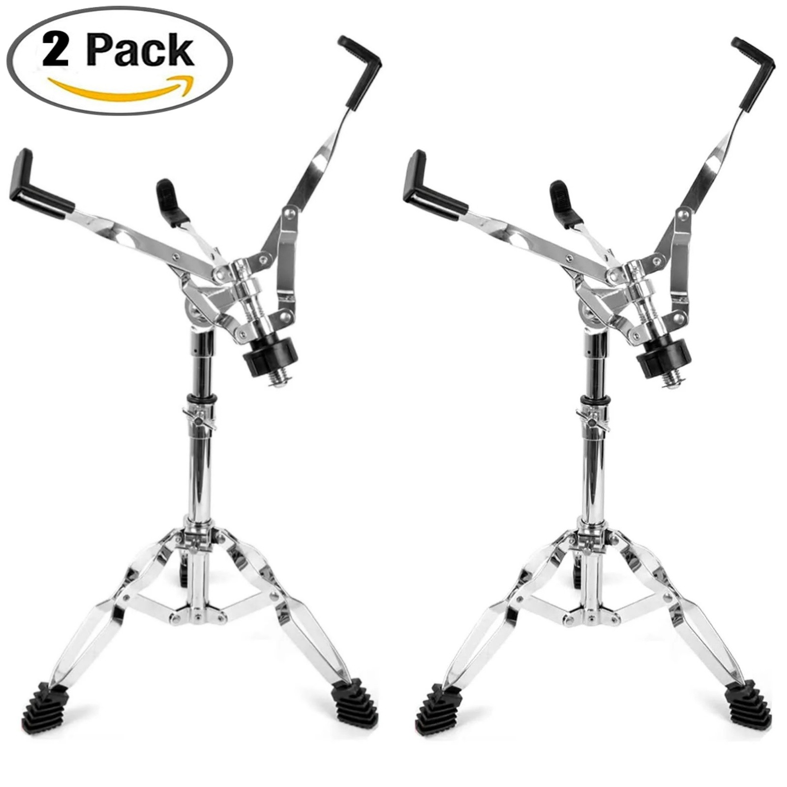 2Sets Snare Drum Stand w Sticks Holder Double Braced Tripod Stand Adjustable