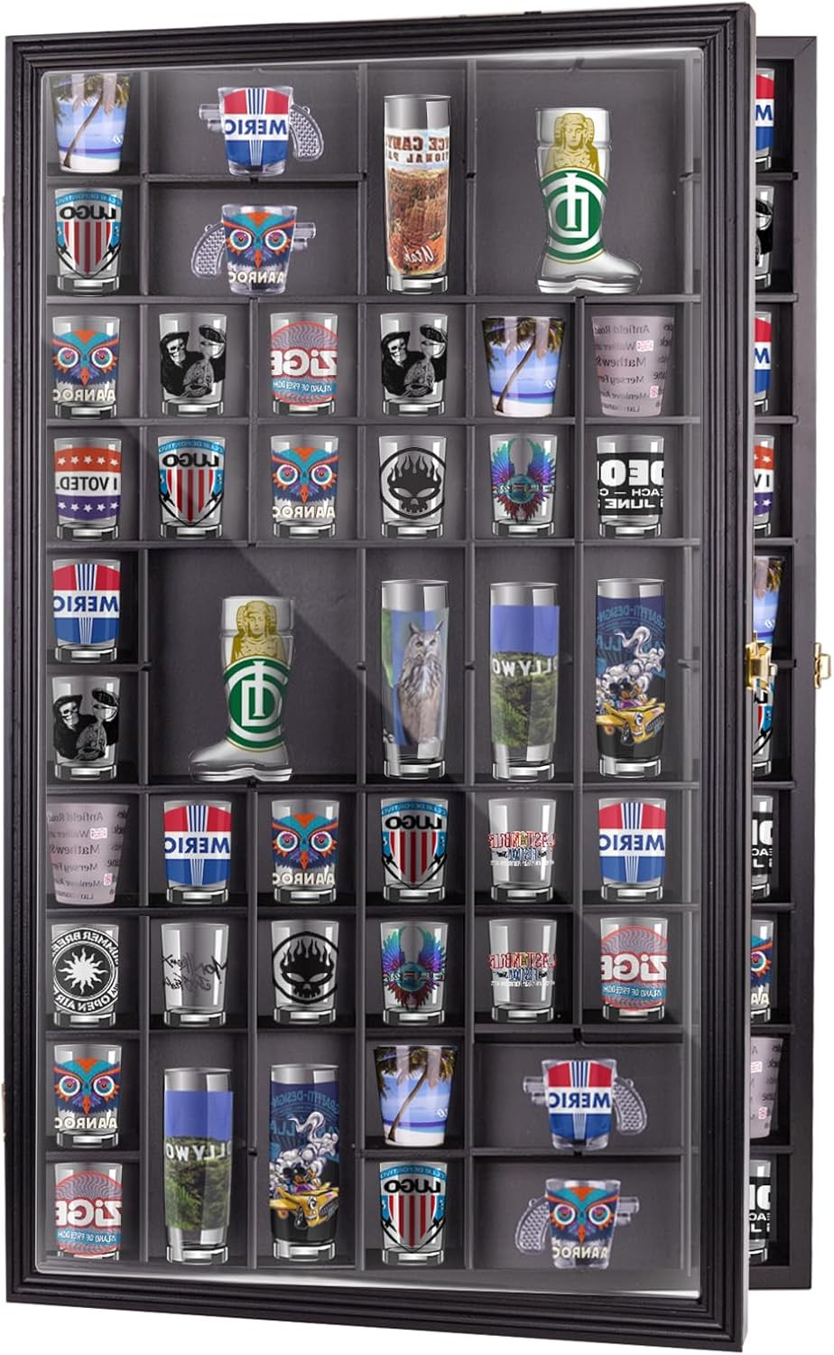 Removable Giant Shot Glass Display Case,30.5 * 19 Inches,70 Slots,Removable Shel