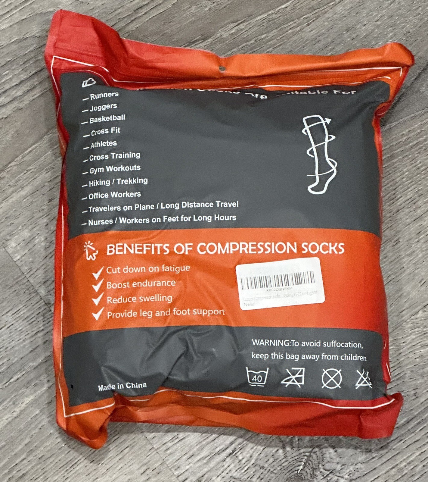 Elite Performance Compression Socks Copper Black Small Medium (S/M)