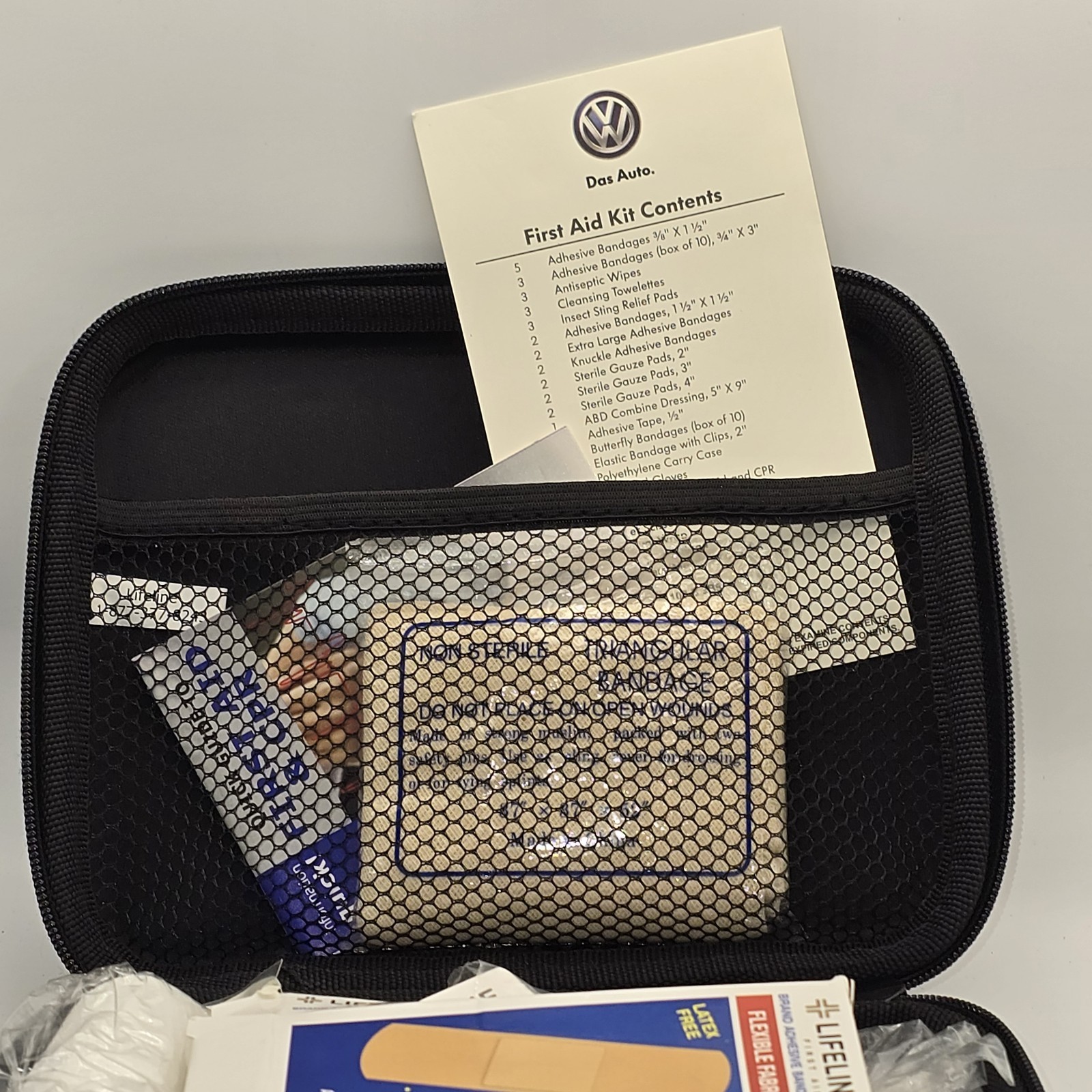 VW Volkswagen First Aid Kit Case, Zippered Hard Case, Empty (8YS)