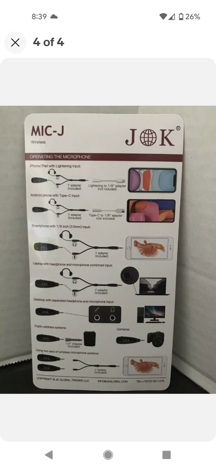 JK MIC-J 044 Wireless Microphone System, 2.4G Wireless Lavalier Microphone