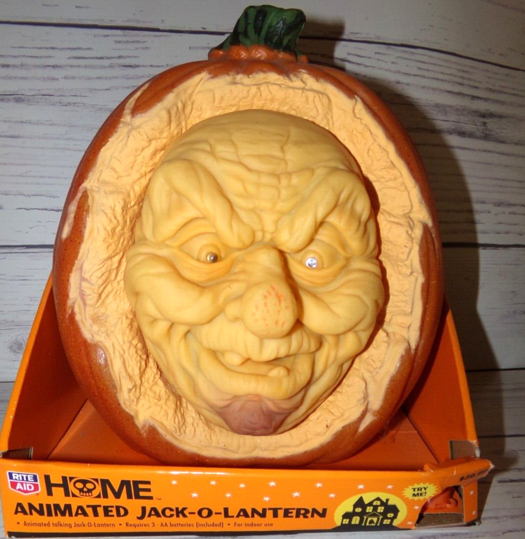 New Animated Halloween Demon Pumpkin Jack-o-lantern Talking 10" high