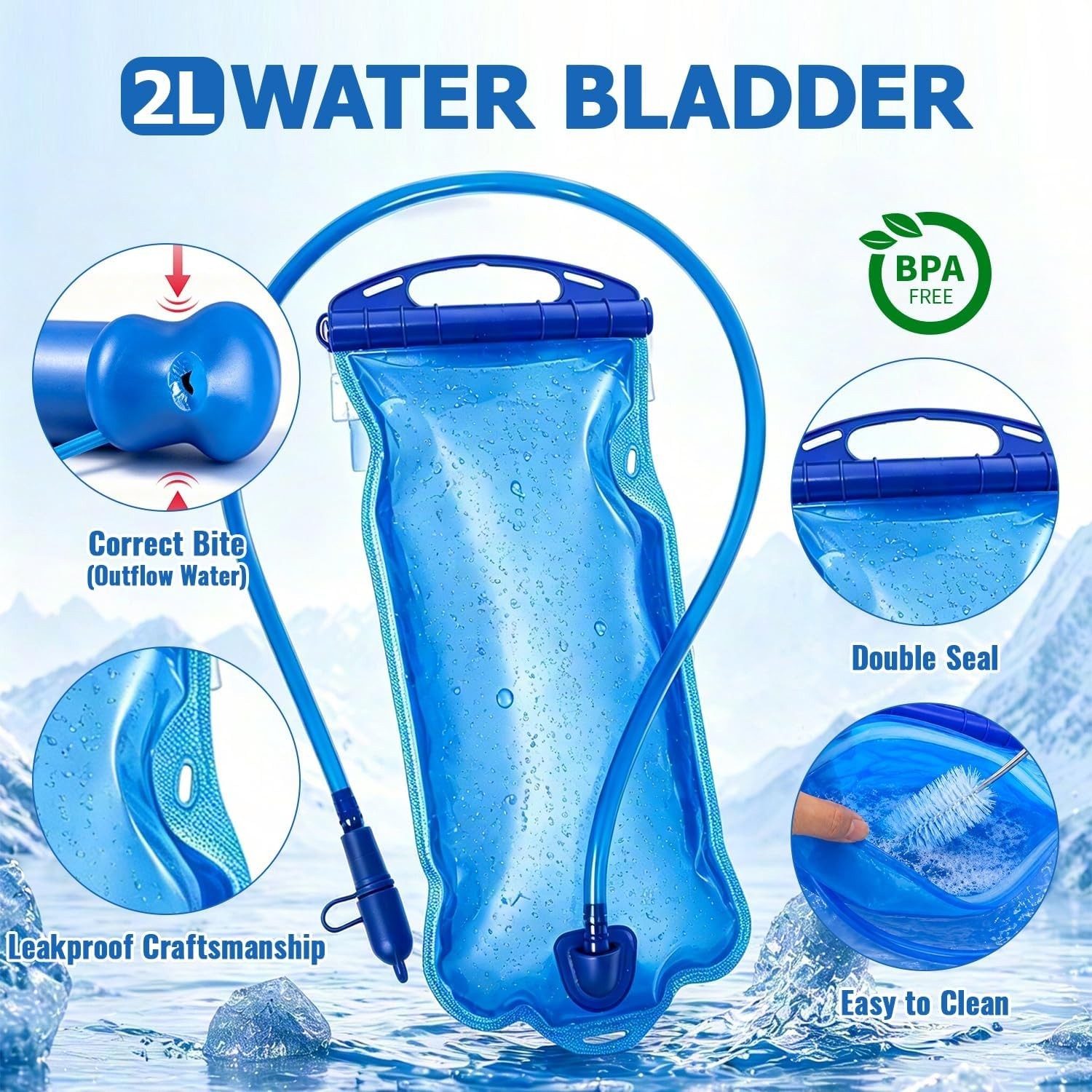 2-Pack Hydration Backpack with 2L Bladder-Ultra-light 0.37 lbs- leak-proof