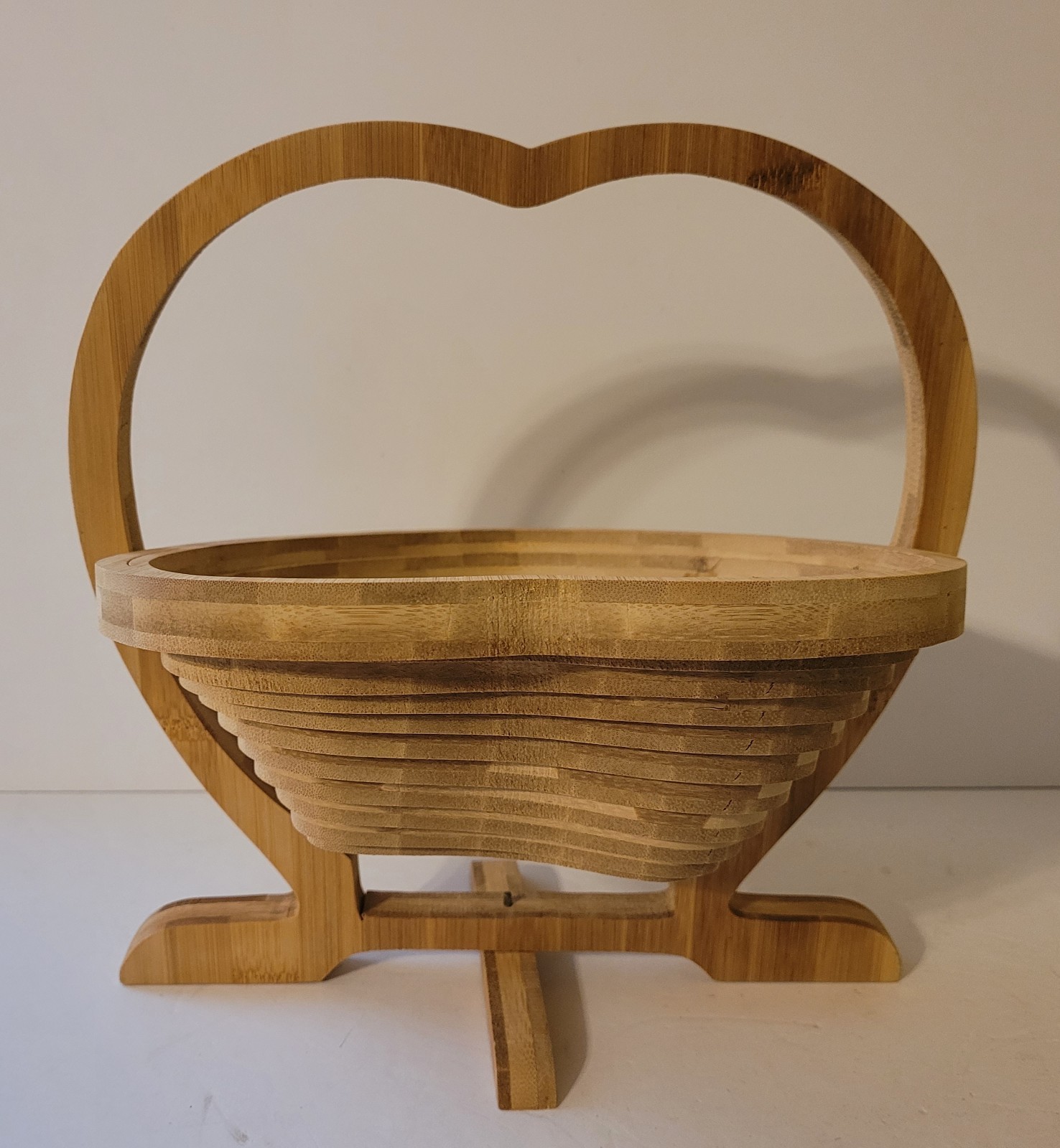 Oh! Nuts Bamboo Collapsible Heart Shape Fruit Basket