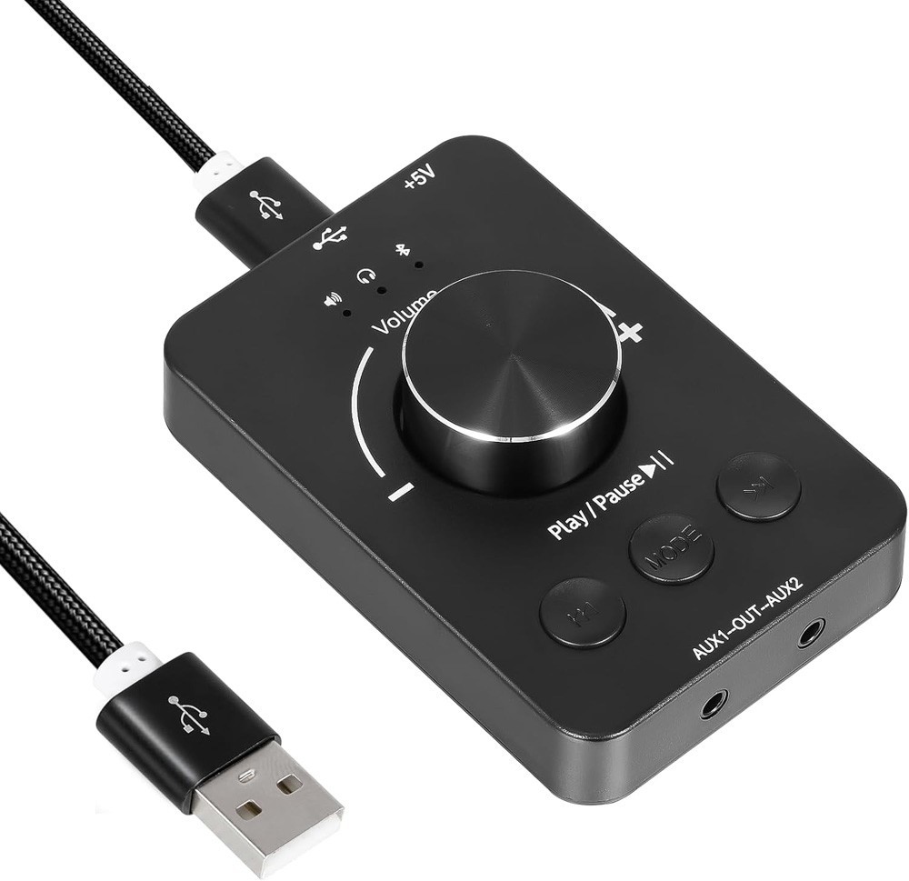 USB Sound Card Volume Control  Box Bluetooth Transmitter Sound Card MP3 Adapter