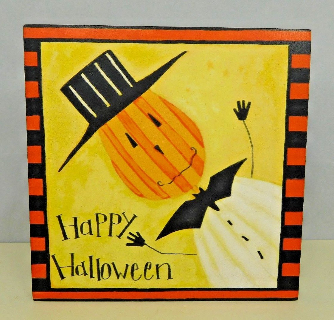 Happy Halloween with a pumpkin man wood sign - New by Blossom Bucket #35159