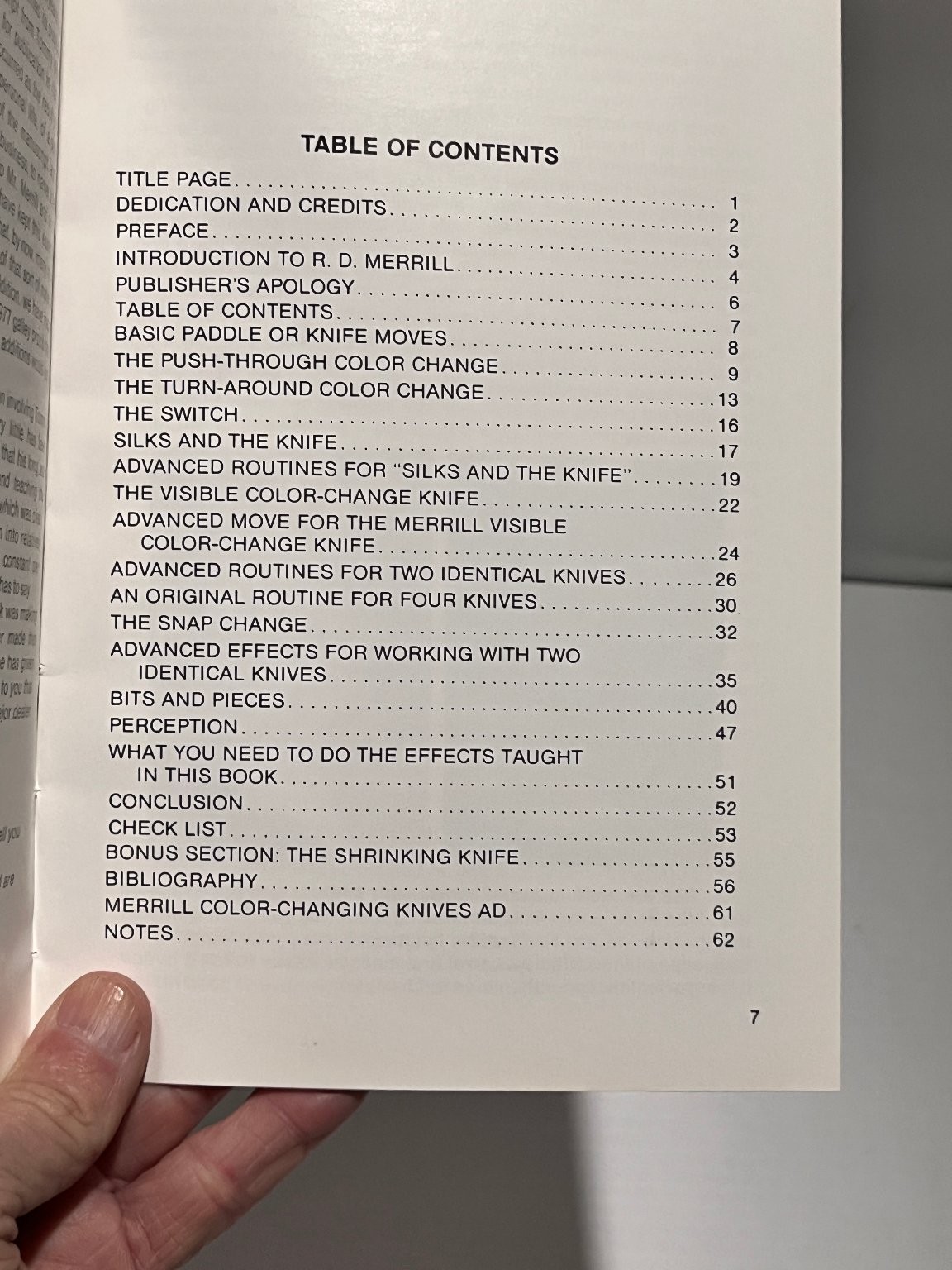 Merrill's Knife Book R.D. Merrill Magic Lecture Notes 1981 First Edition