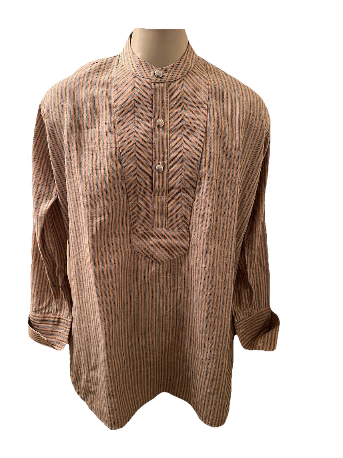 Mens Multi Color Handmade Cotton Breathable Striped Long Sleeve Etibo Shirts