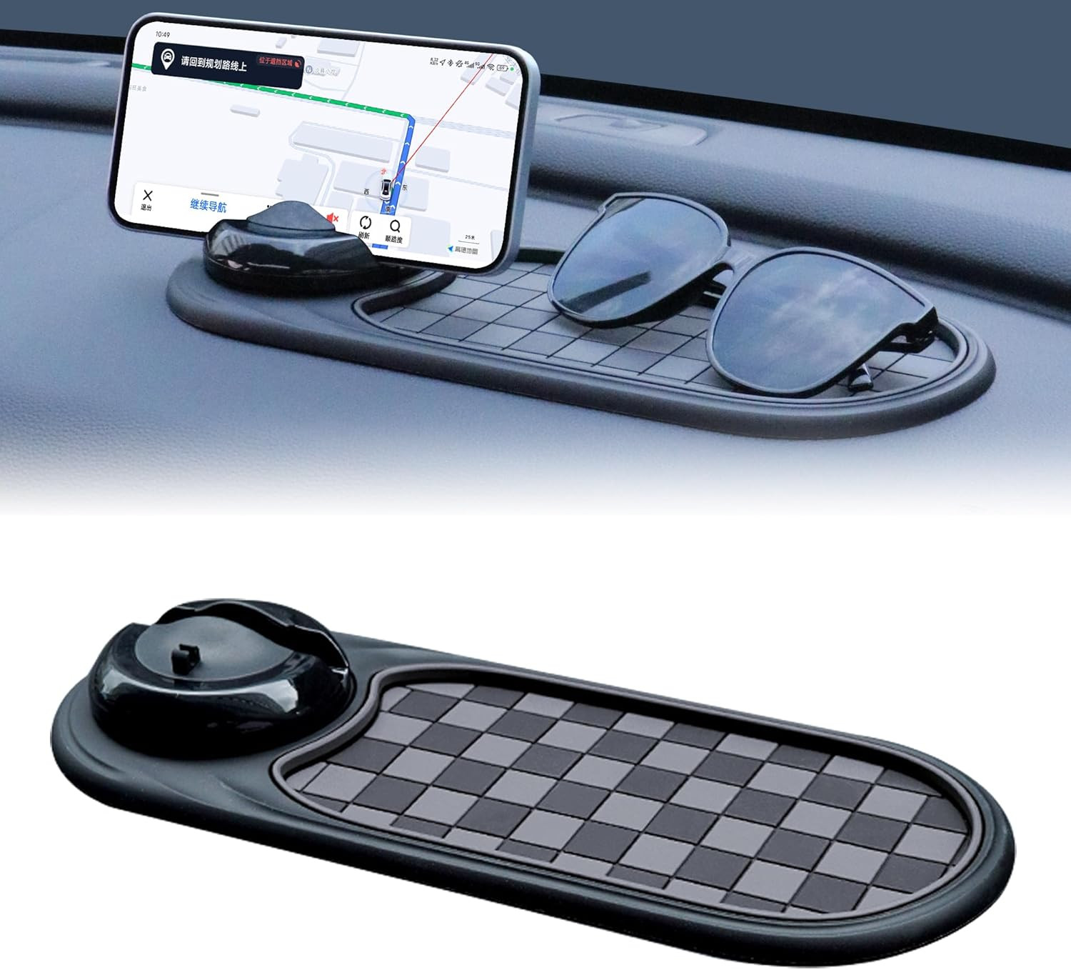 Universal Anti-Slip Car Dashboard Mat with 360° Rotating Phone Holder – Multi-Fu