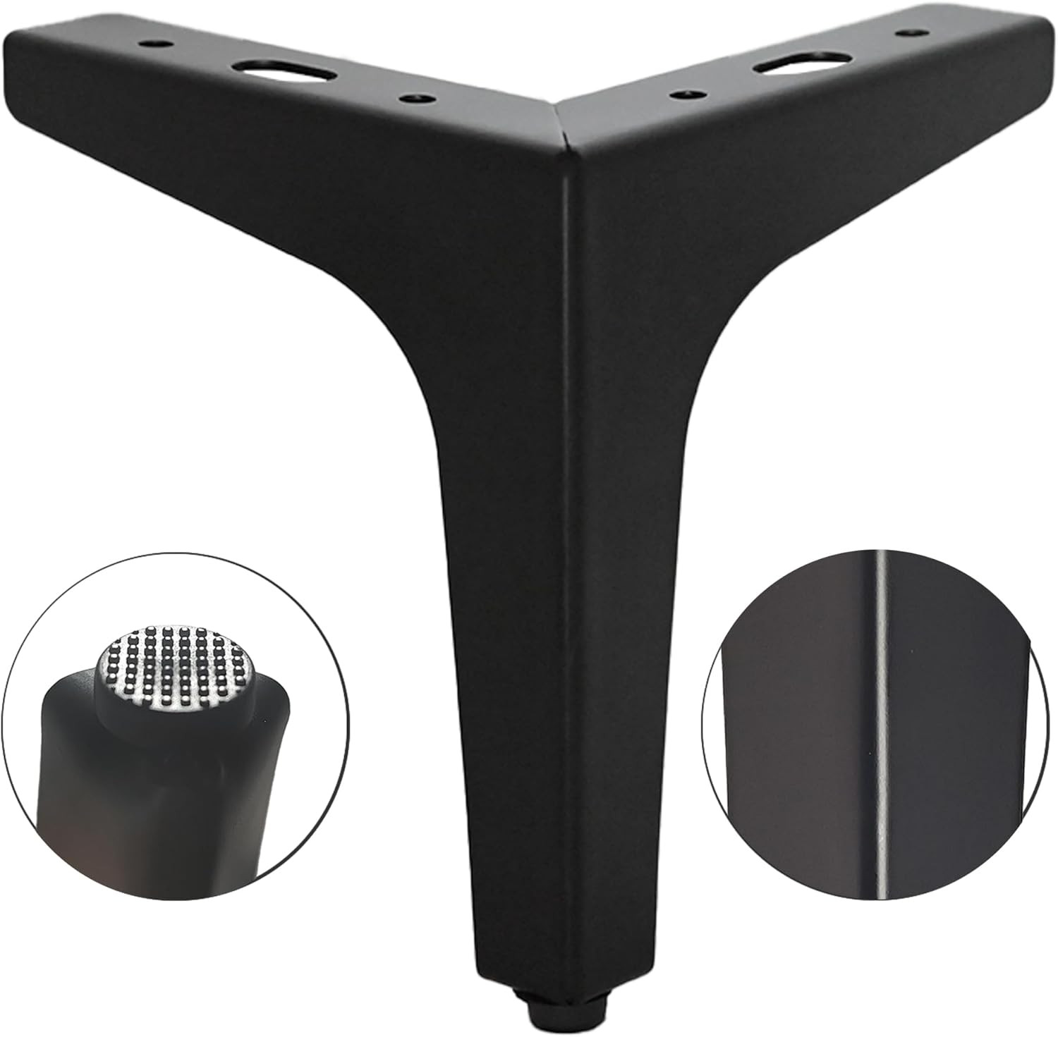 4 Pack 4" Matte Black Metal Furniture Legs, 1.4mm Thickness Metal Cabinet Feet(B