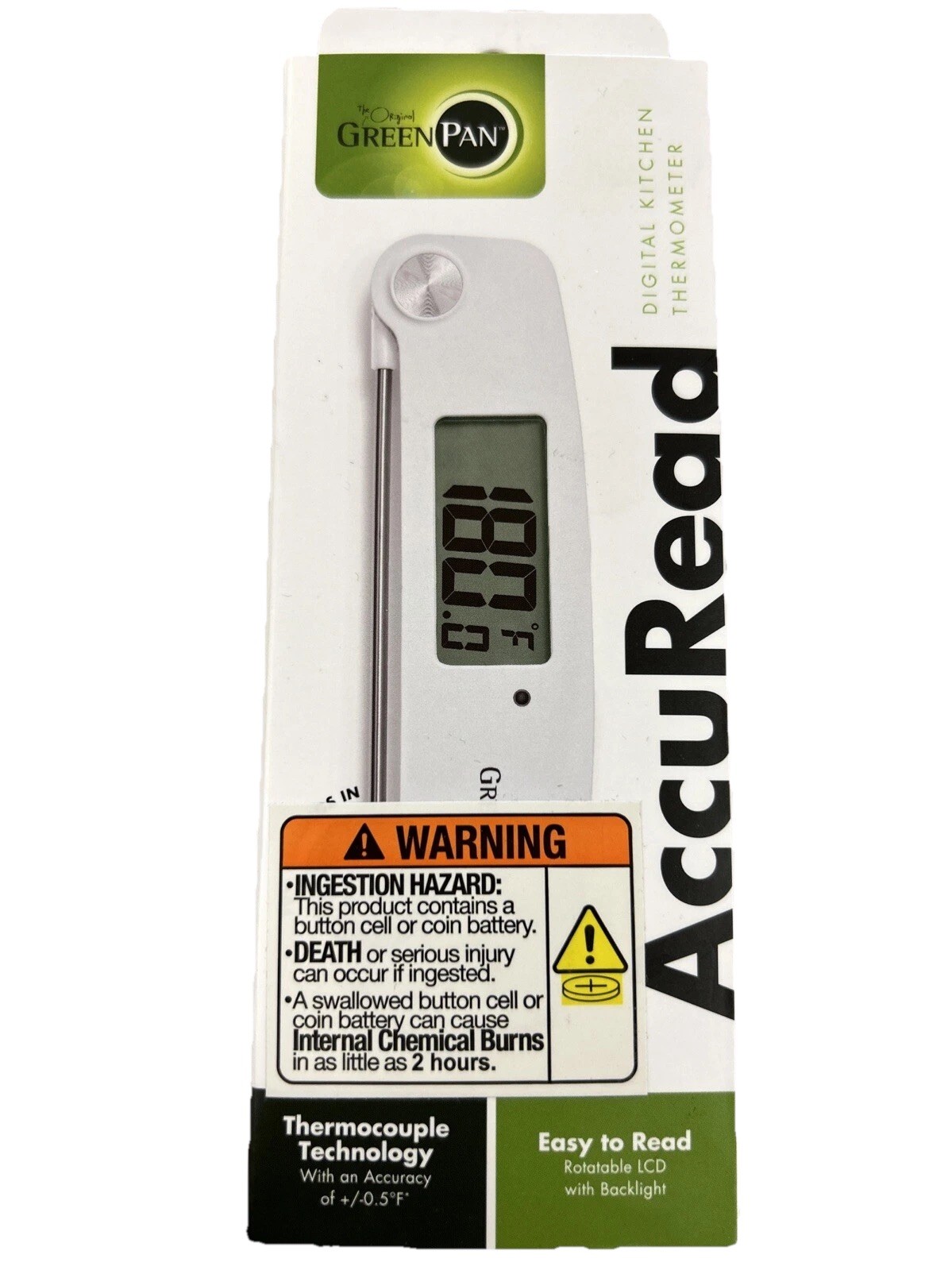 GreenPan AccuRead Digital Kitchen Thermometer - BRAND NEW SEALED FREE SHIPPING