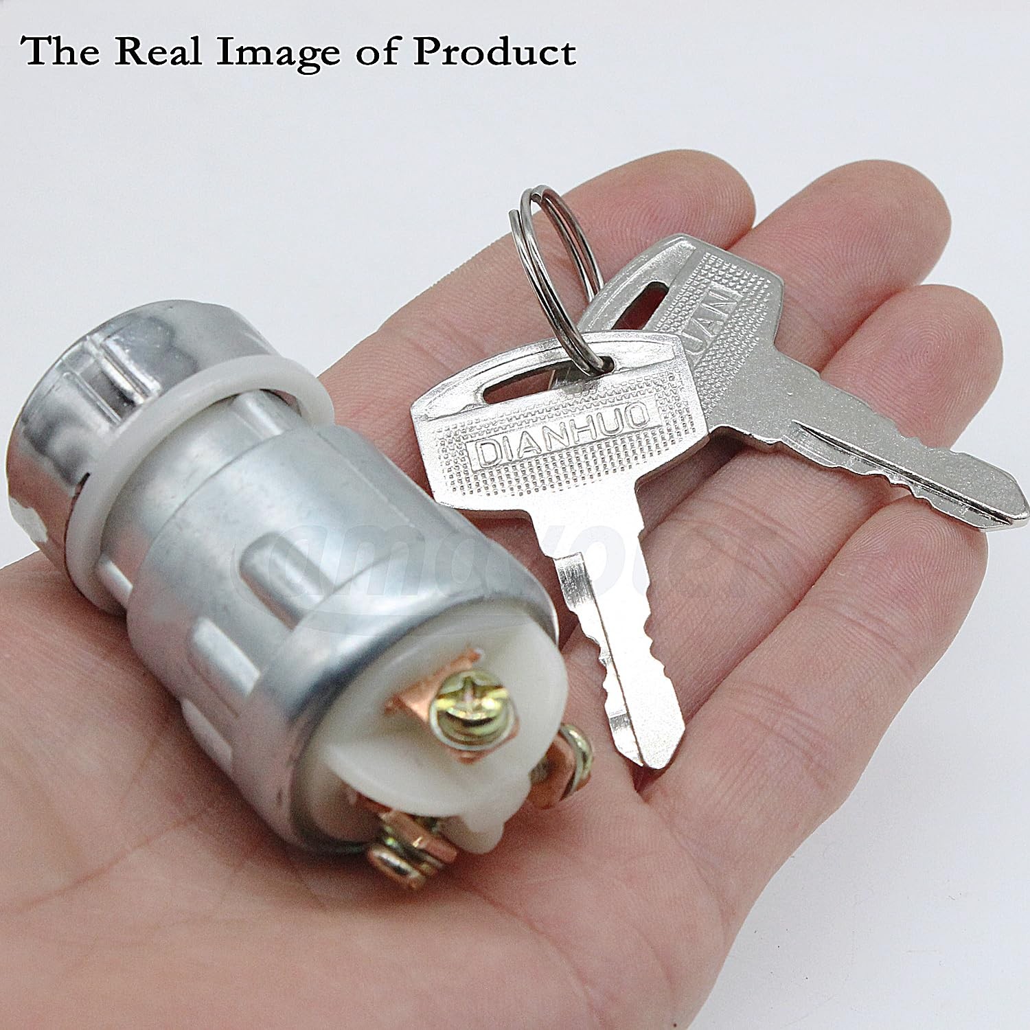 Amavoler 2 PCS 3 Wire Ignition Key Switch 3 Position Replacement M, Silver