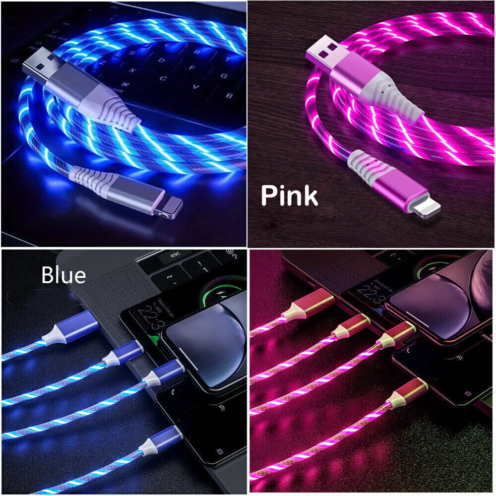 Light Up Fast Charging Flowing Led Charger Cable For iphone 11 12 13 14 Plus