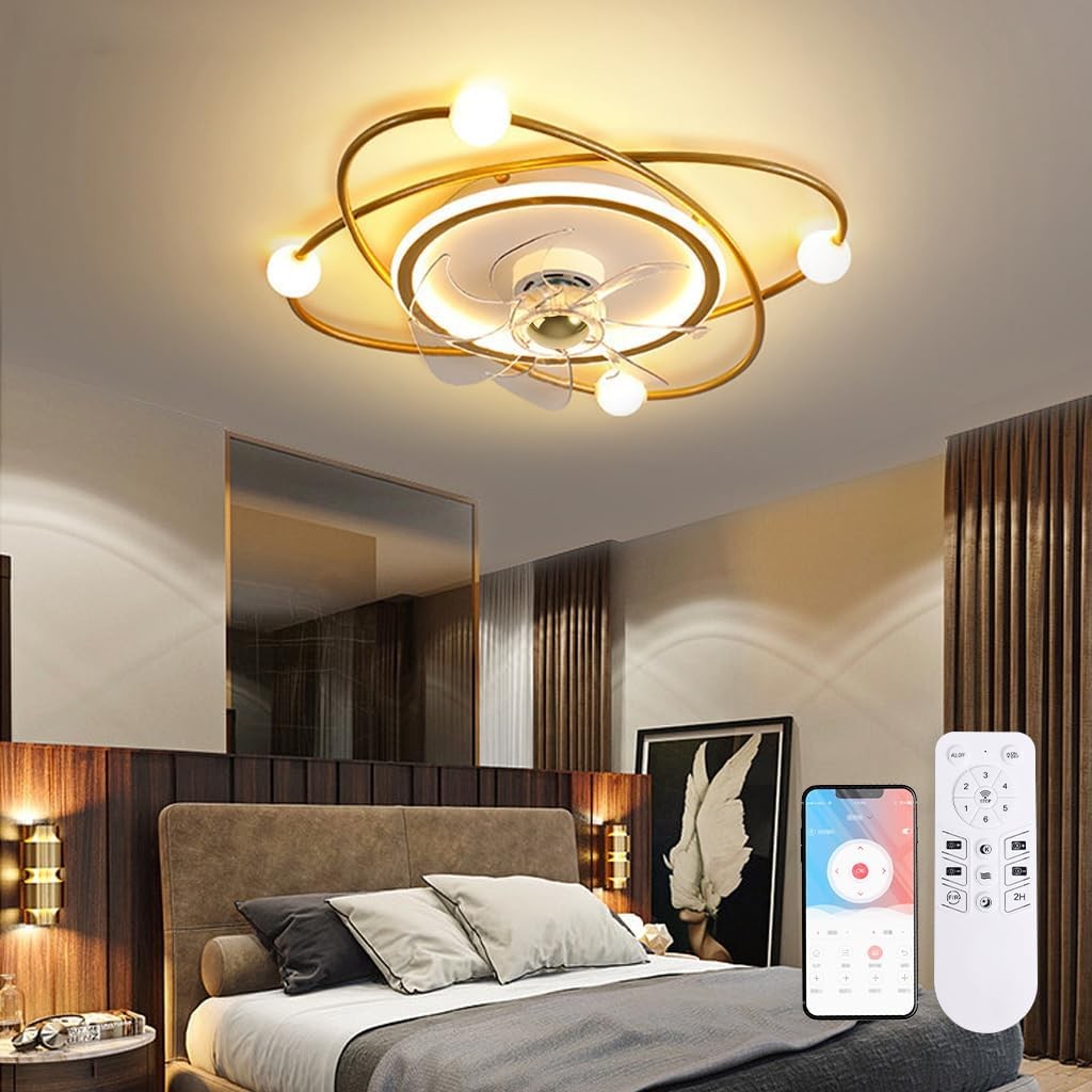 Low-noise Ceiling Fan Lighting Hallway Creative Design LED Ceiling Fan Lighting