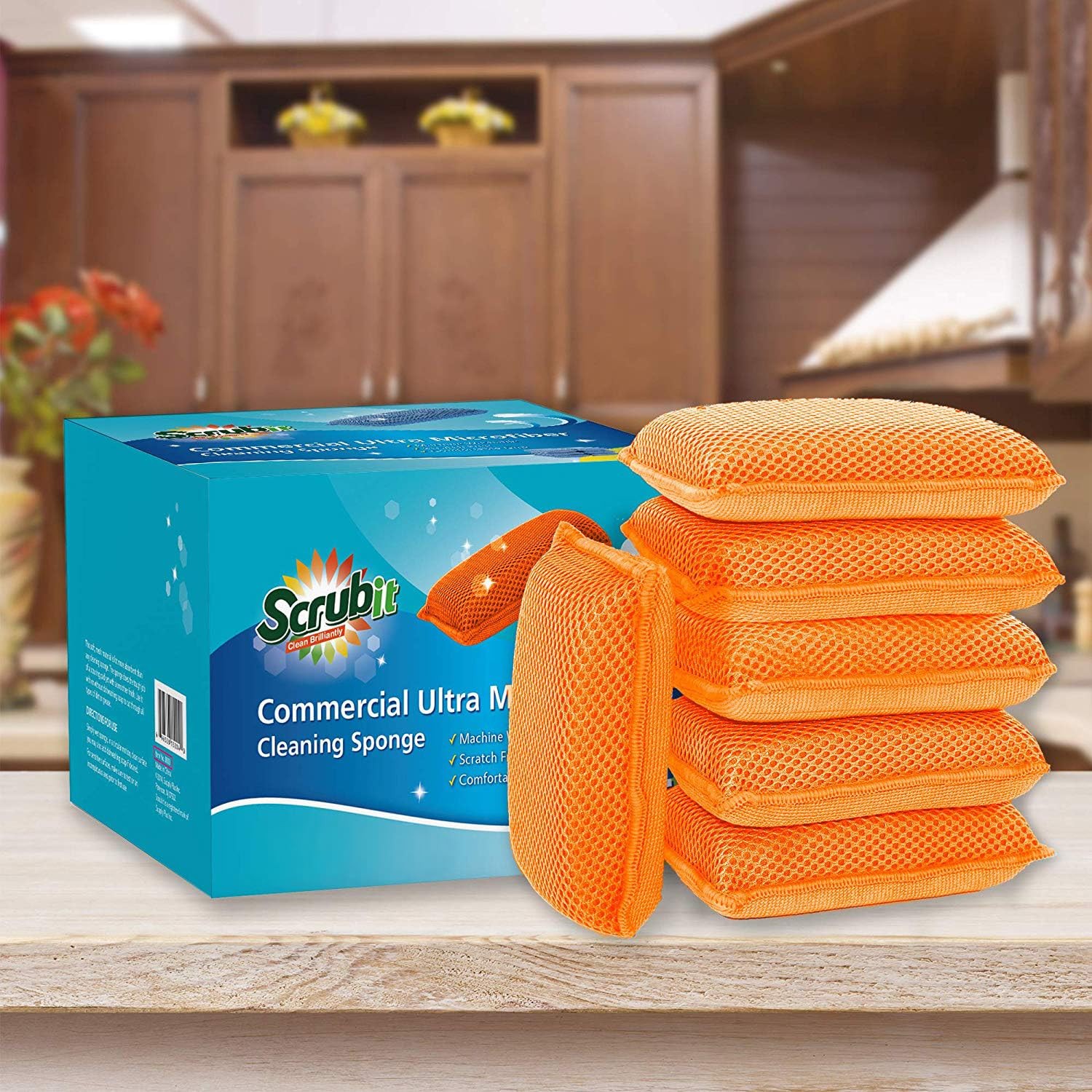 Commercial Miracle Microfiber Kitchen Sponge by Scrub-It - Large - Non-Scratc...