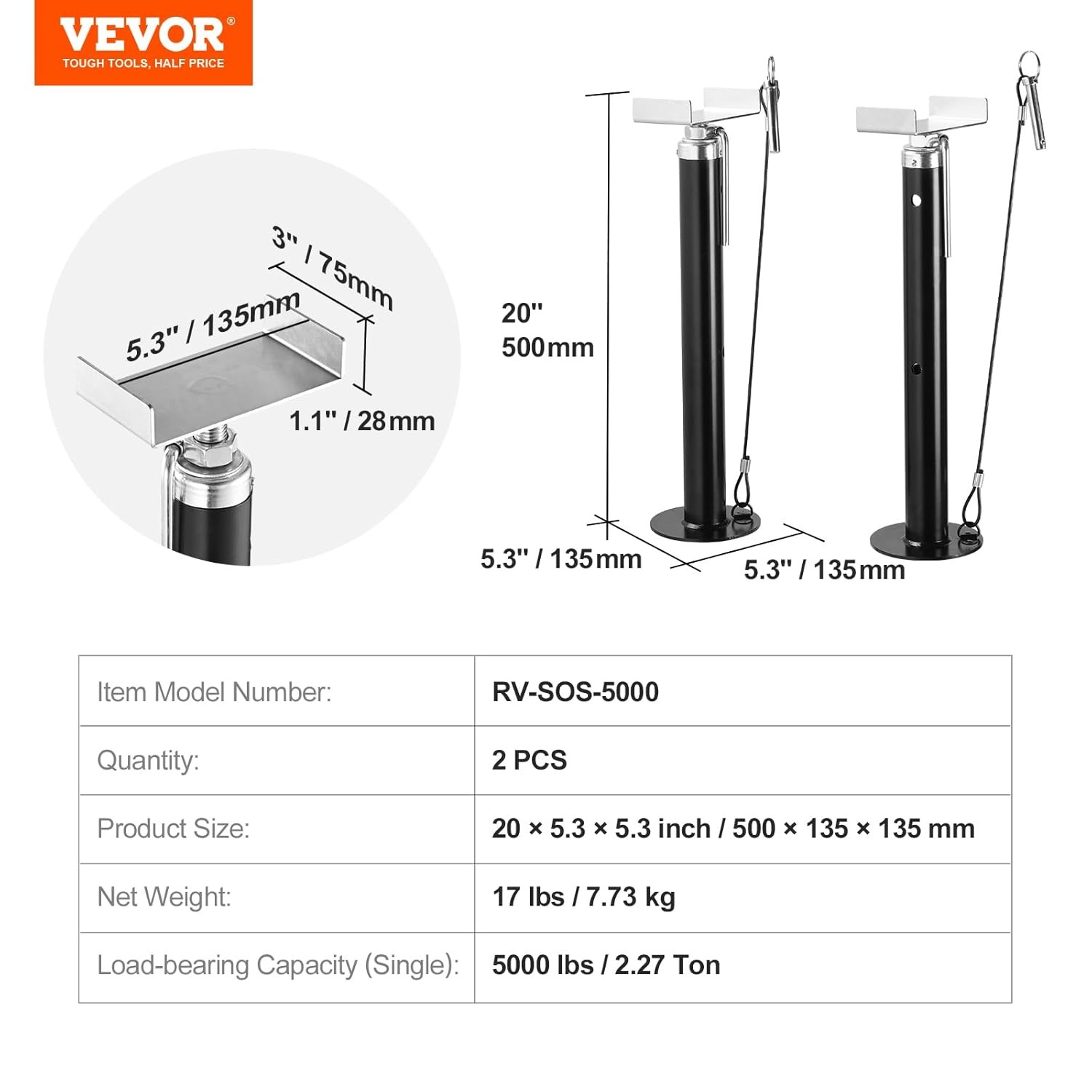 VEVOR 5000 lbs RV Slide Out Support Jacks Each Stabilizer Leveler Equipment
