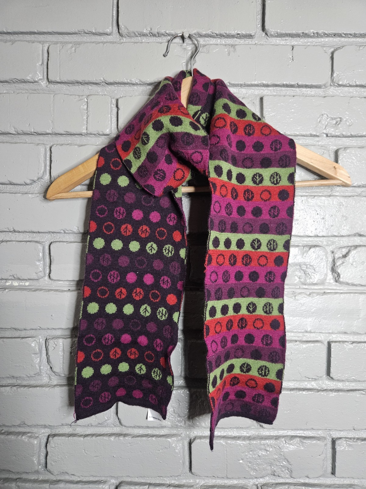 Ibex 100% Merino Wool Scarf Stripes Polka Dot