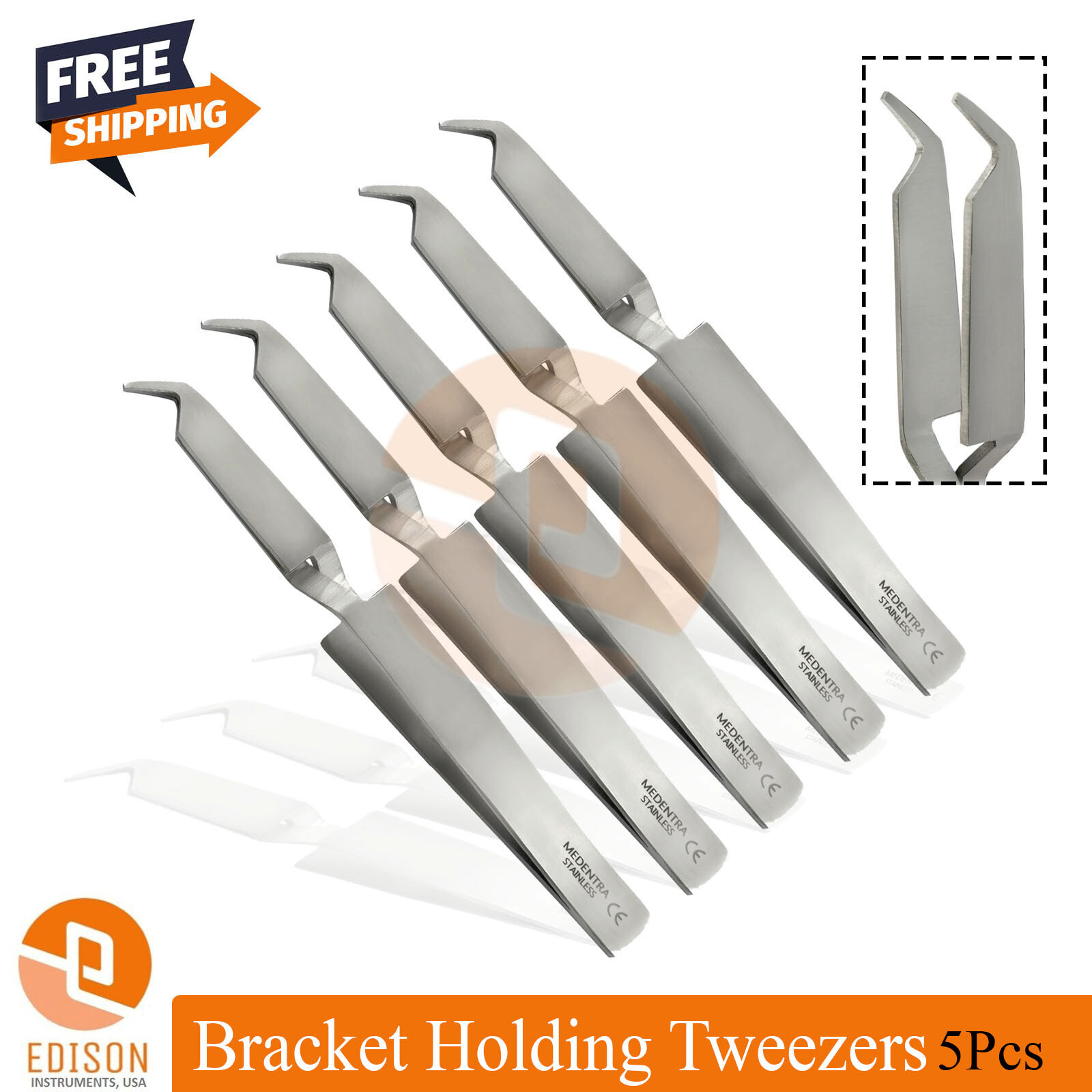 5 Pcs Dental Bracket Holding Forceps Orthodontic Direct Bonding Placing Tweezers