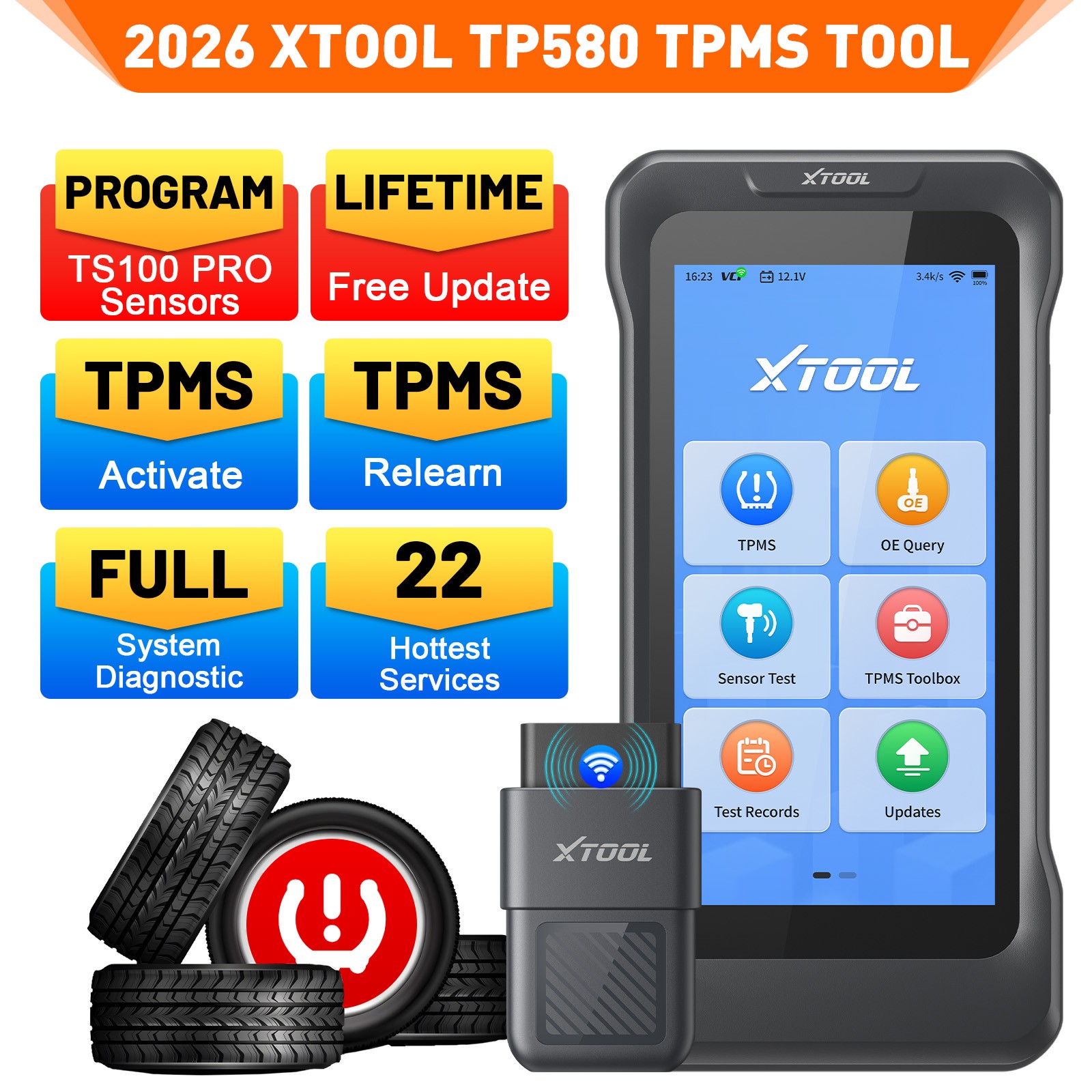🏅2026 XTOOL TP580 All System Diagnostic Scanner TPMS Programming Relearn Tool