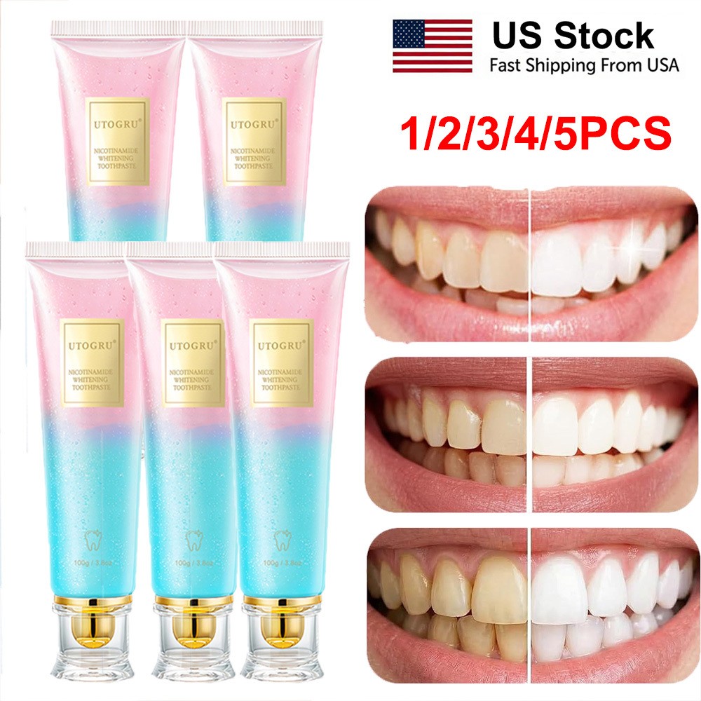 1-5PCS UTOGRU Niacinamide Whitening Toothpaste for Radiant White Teeth Care 100G