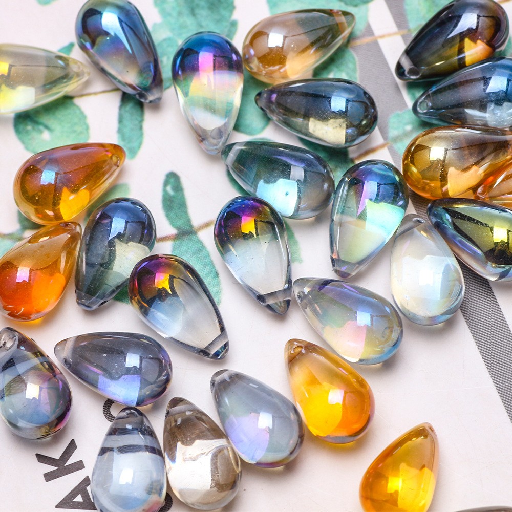 9 * 15MM Frosted Water Droplet Glass Pendant Diy Material  30PCS