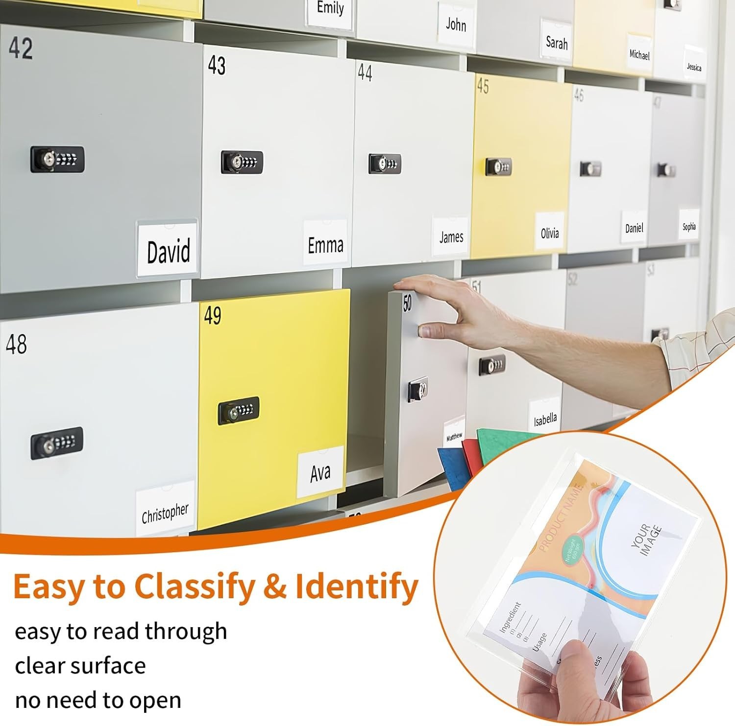 Durable 3x5 Inch Adhesive Card Holders - 44 Pack for Quick Identification