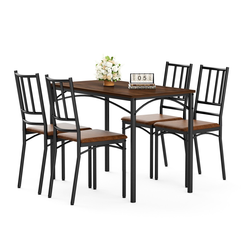 Dining Table Set Bar Table with4Dining Benches Kitchen Table Counter with Chairs