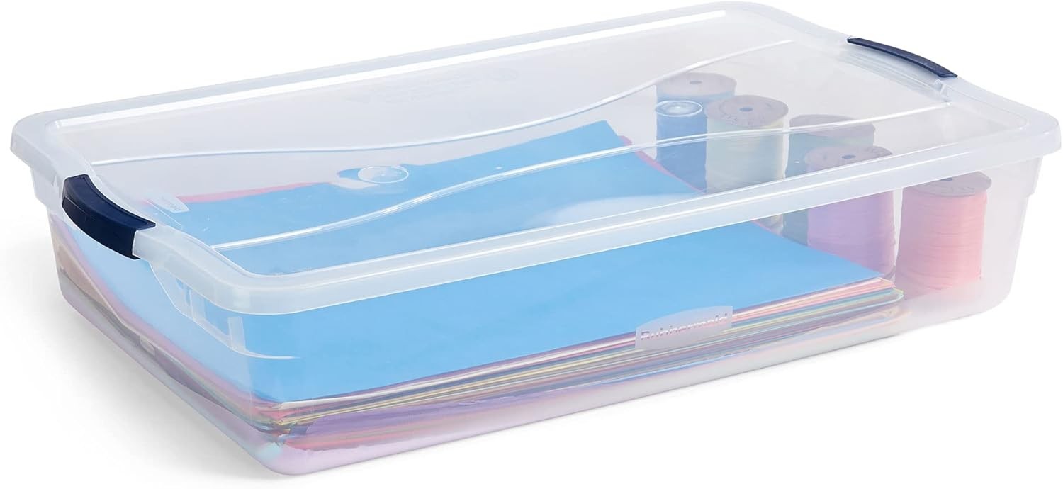 4pcs 42 Quart Stackable Plastic Storage Bin with Snap-Tight Lid