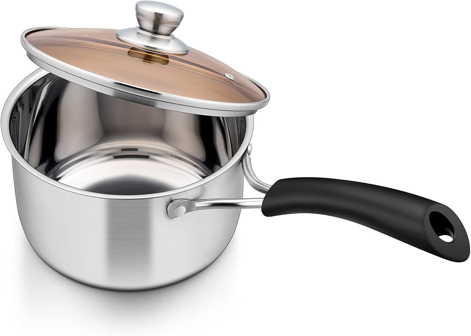 Herogo 1 Quart Saucepan with Lid, 18/10 Stainless Steel 1 Quarts, Silver