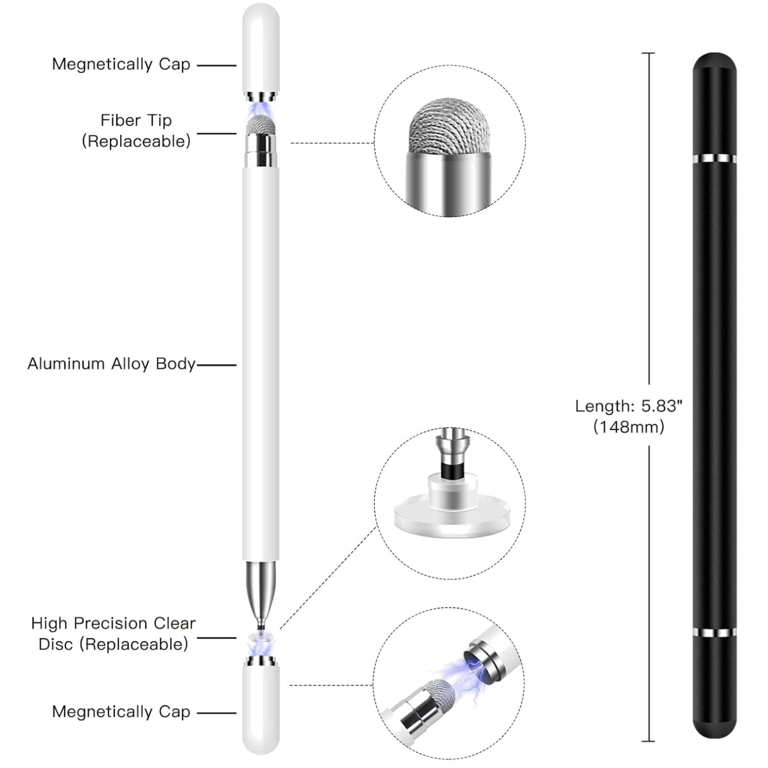 Magnetic Disc Stylus Pen for Touchscreen Devices