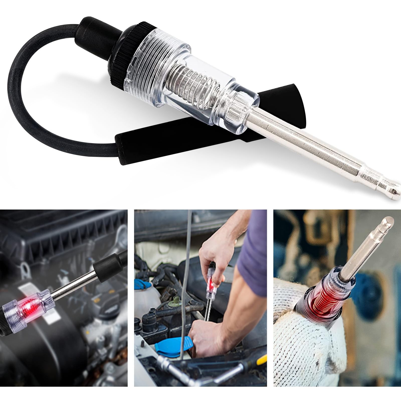 Kewucn 2 Pcs Inline Spark Plug Tester, Engine Ignition 2 PCS, black
