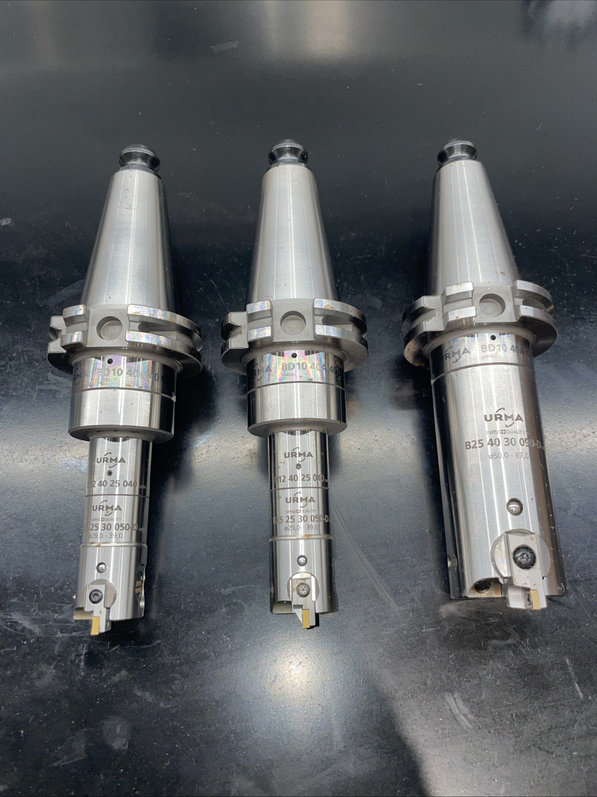 URMA Digitec Fine Adjust Boring Heads - Set Of (3) Assemblies w/ CAT 40 Holders