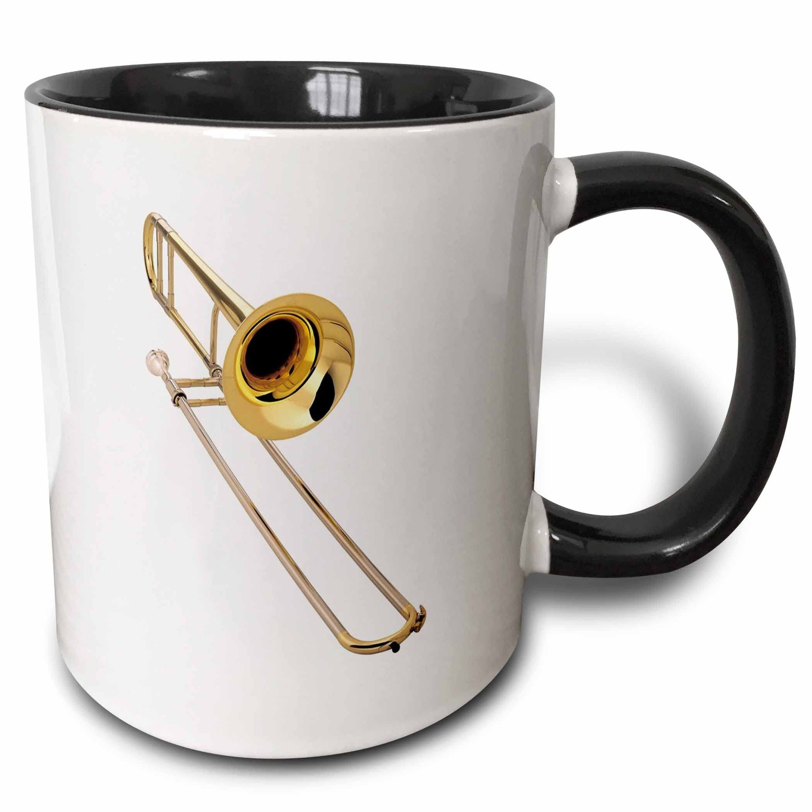3dRose mug_4186_4 Trombone - Two Tone Black Mug, Multicolor, 11 oz