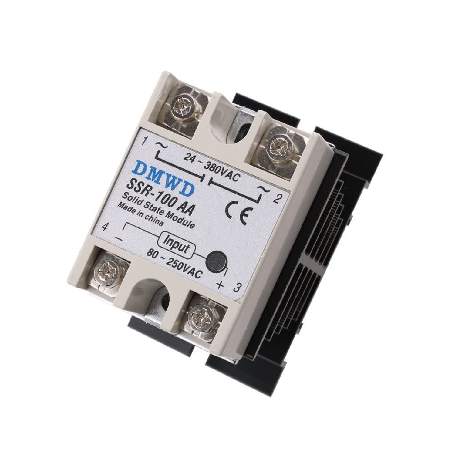 SSR-100AA Solid State Relay AC to AC (Input 80-250V AC Output 24-380V AC) wit...