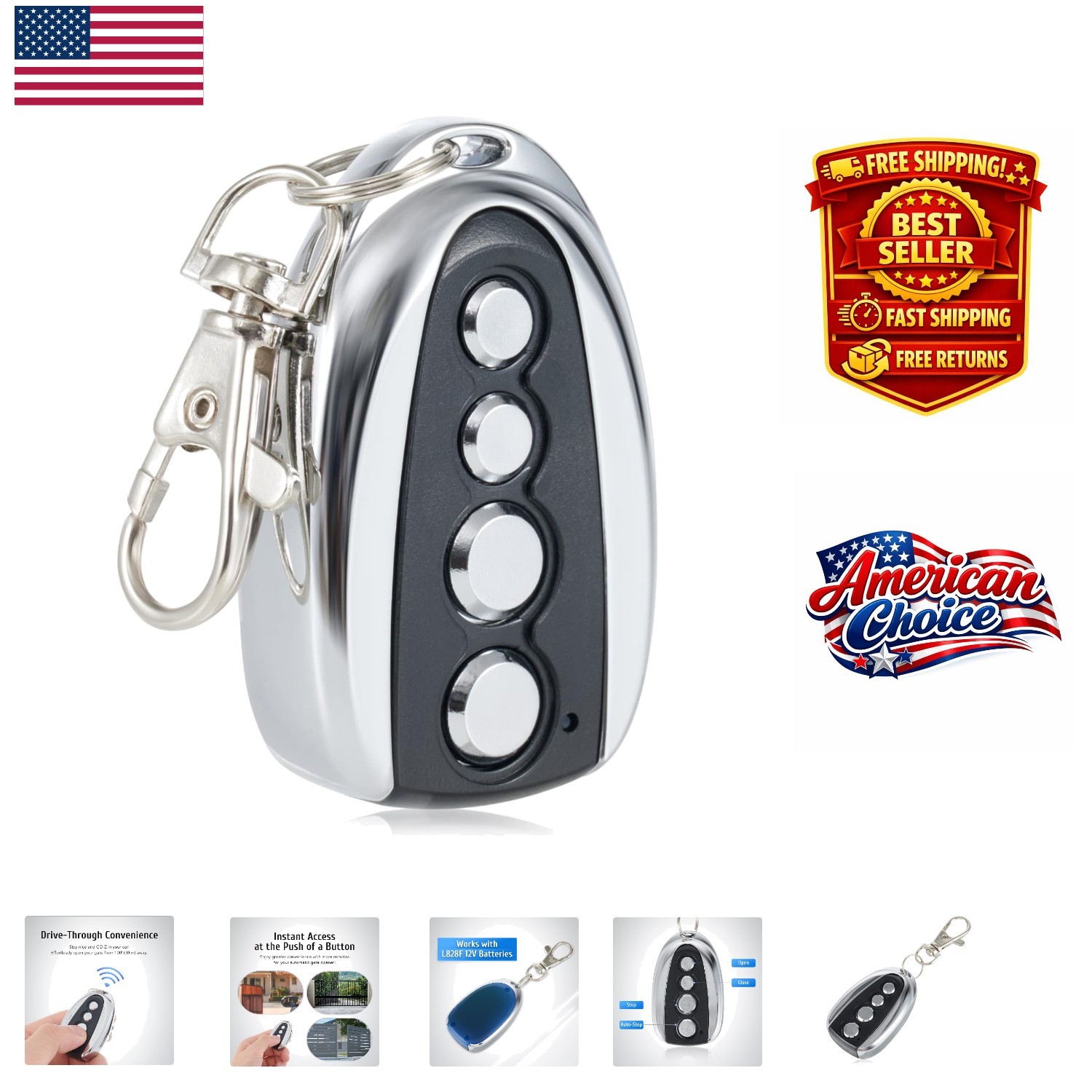 100 ft Wireless Remote Control for Smart Automatic Gate Openers with Auto Close