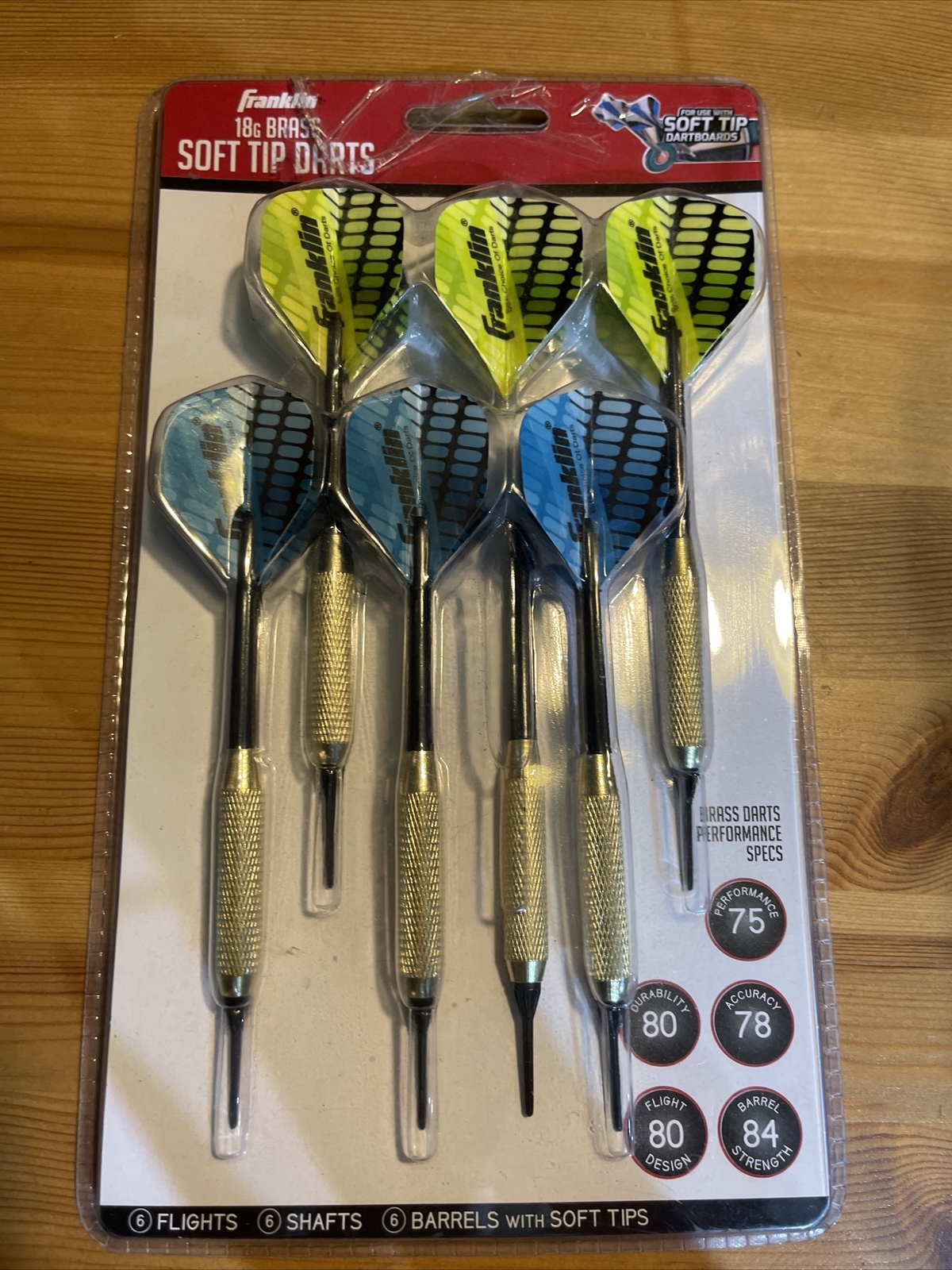 Franklin Brass-Coated Steel 18 Gm. Soft Tip Dart Set 56010 New sealed