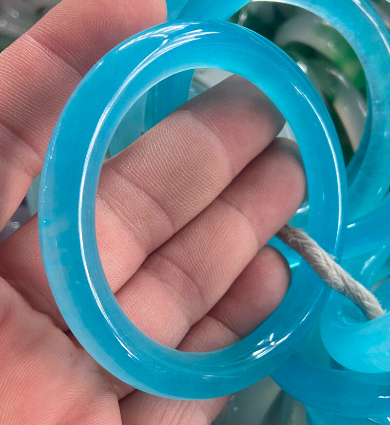 54-64mm Natural Grade A icy Blue Jade jadeite Bangle Bracelet