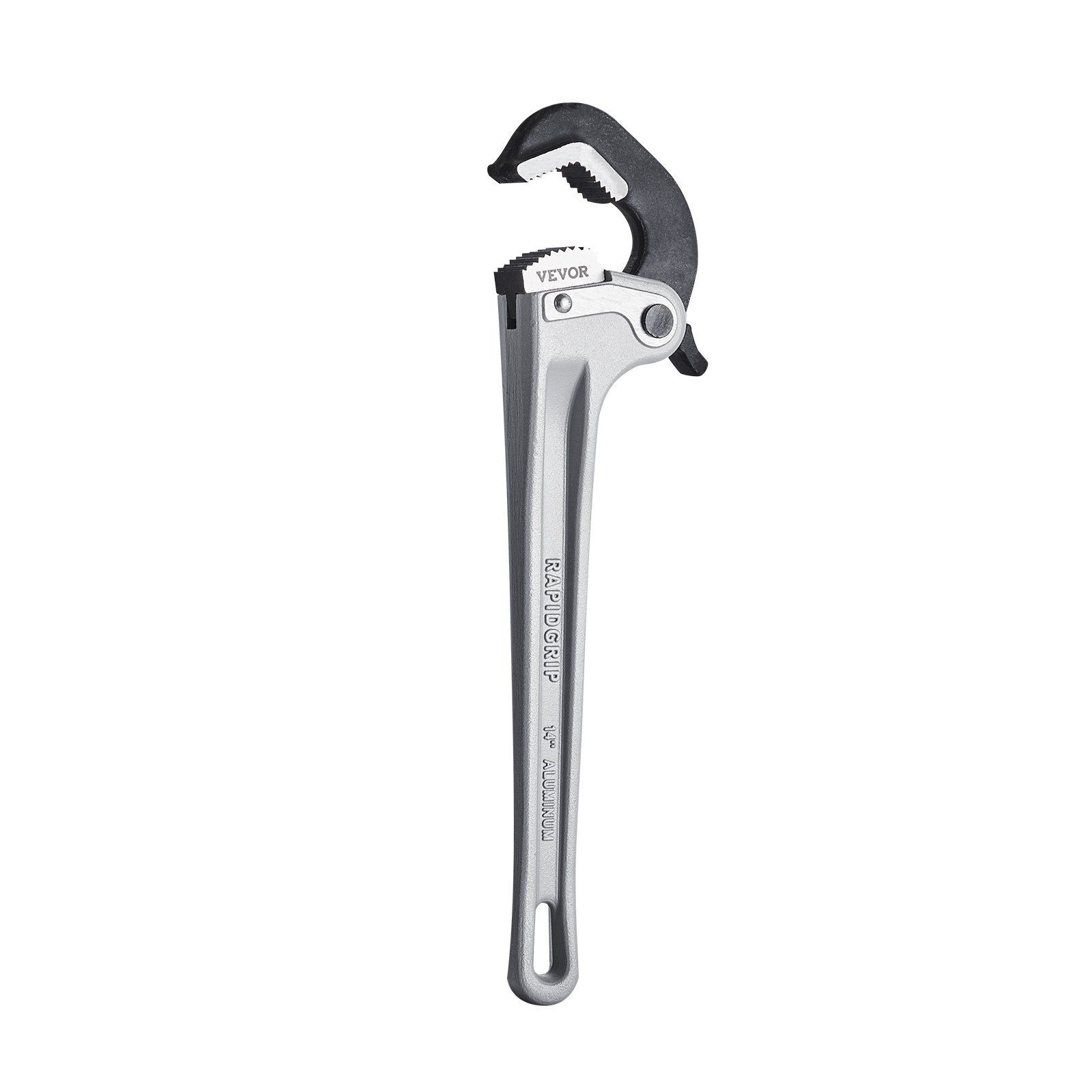 Pipe Wrench, 14" Aluminum Straight Pipe Wrench, Automatic Jaw Adjustment, Adjust