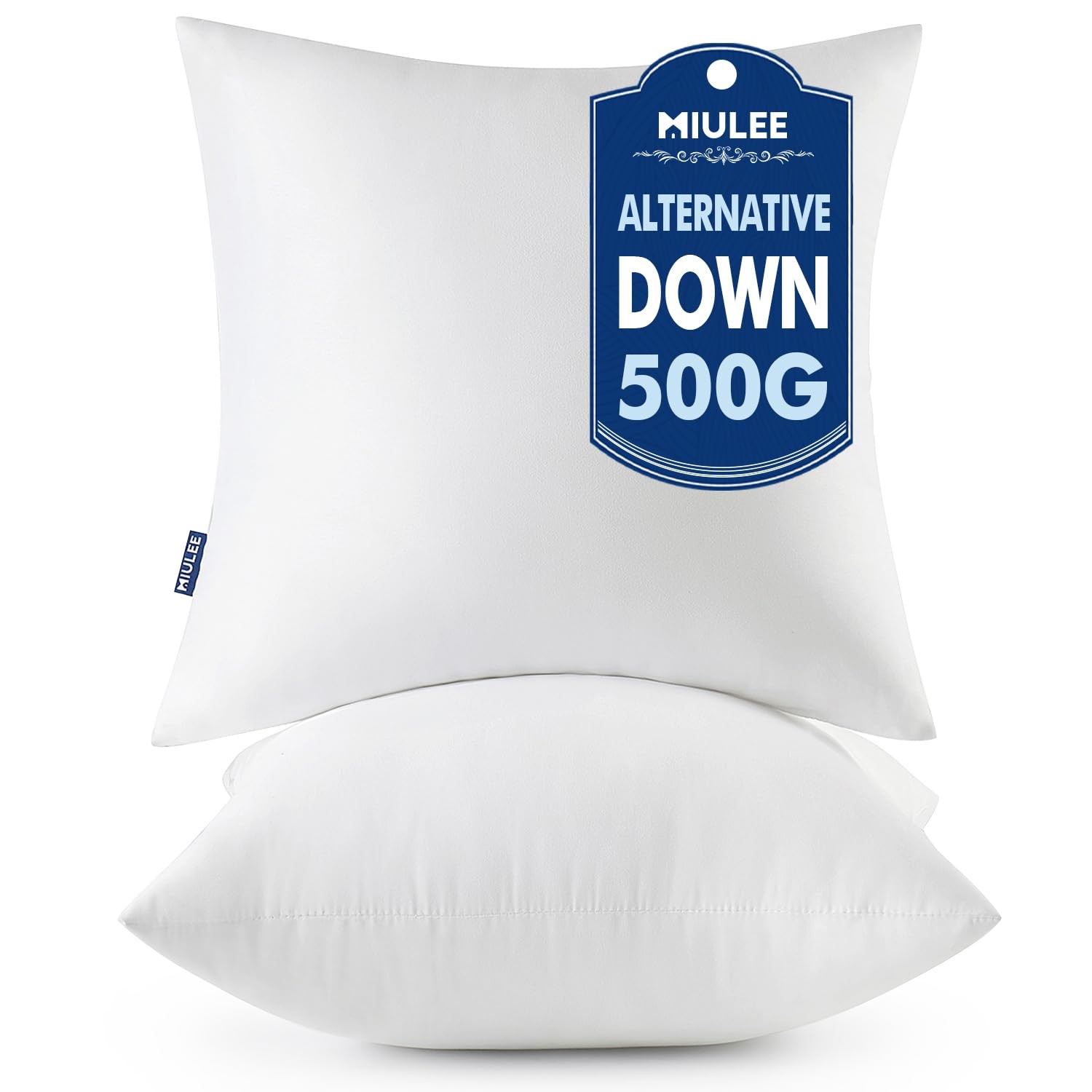 MIULEE Throw Pillows Inserts, Pack of 2 18x18 Inch 100% Inch, White