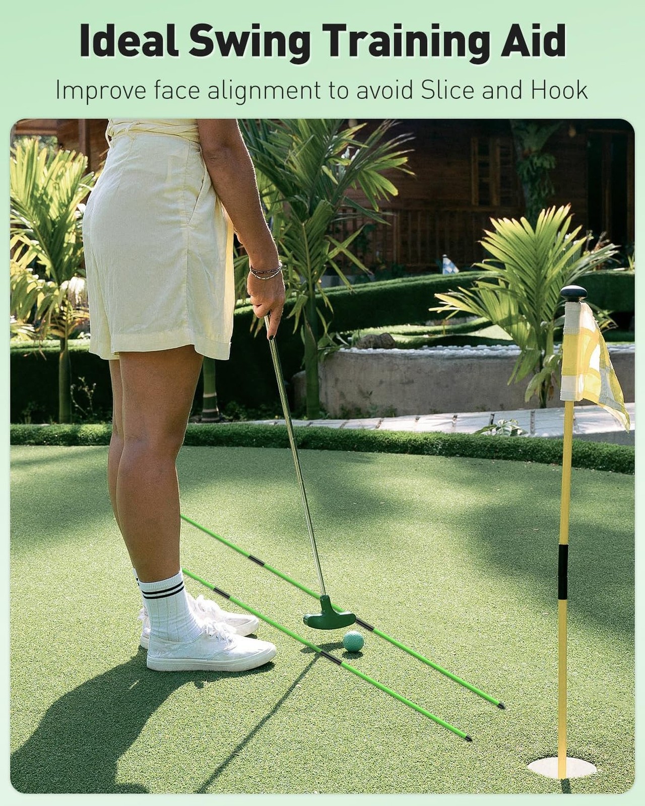 GreenHaven 2 Pack Golf Alignment Sticks 48 Inch Collapsible Golf Alignment Pr...