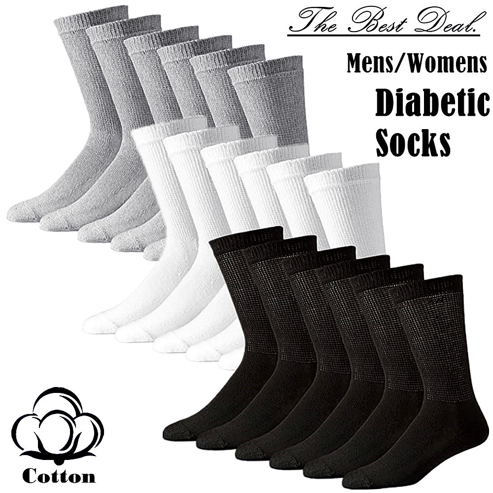 3-12 Pairs Mens Women Non Binding Top Circulatory Diabetic Crew Socks Size 9-15