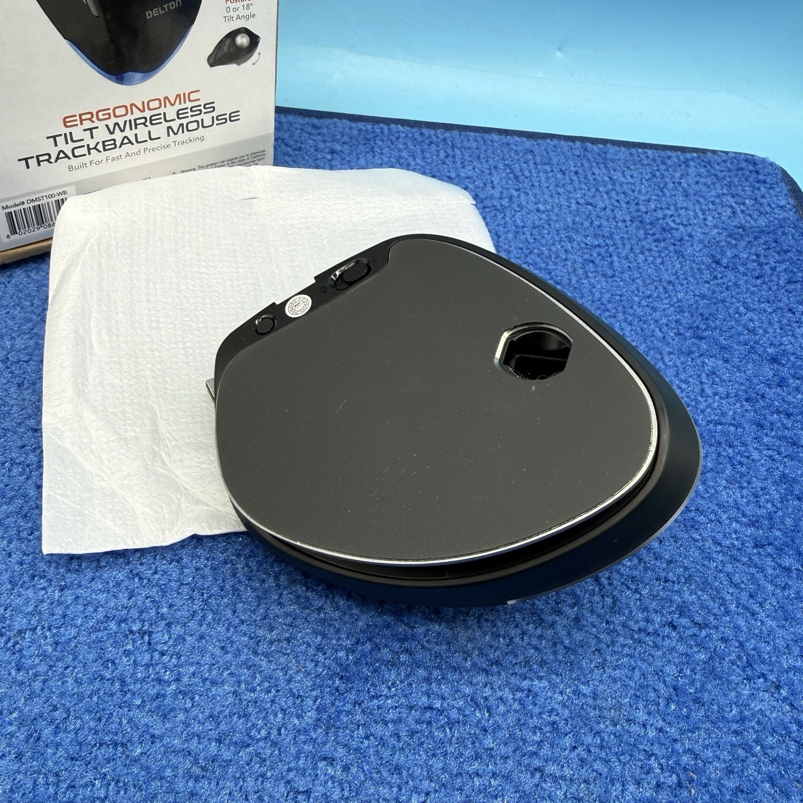 Delton T100 Wireless Trackball Mouse, Rechargeable Computer Mouse, Black