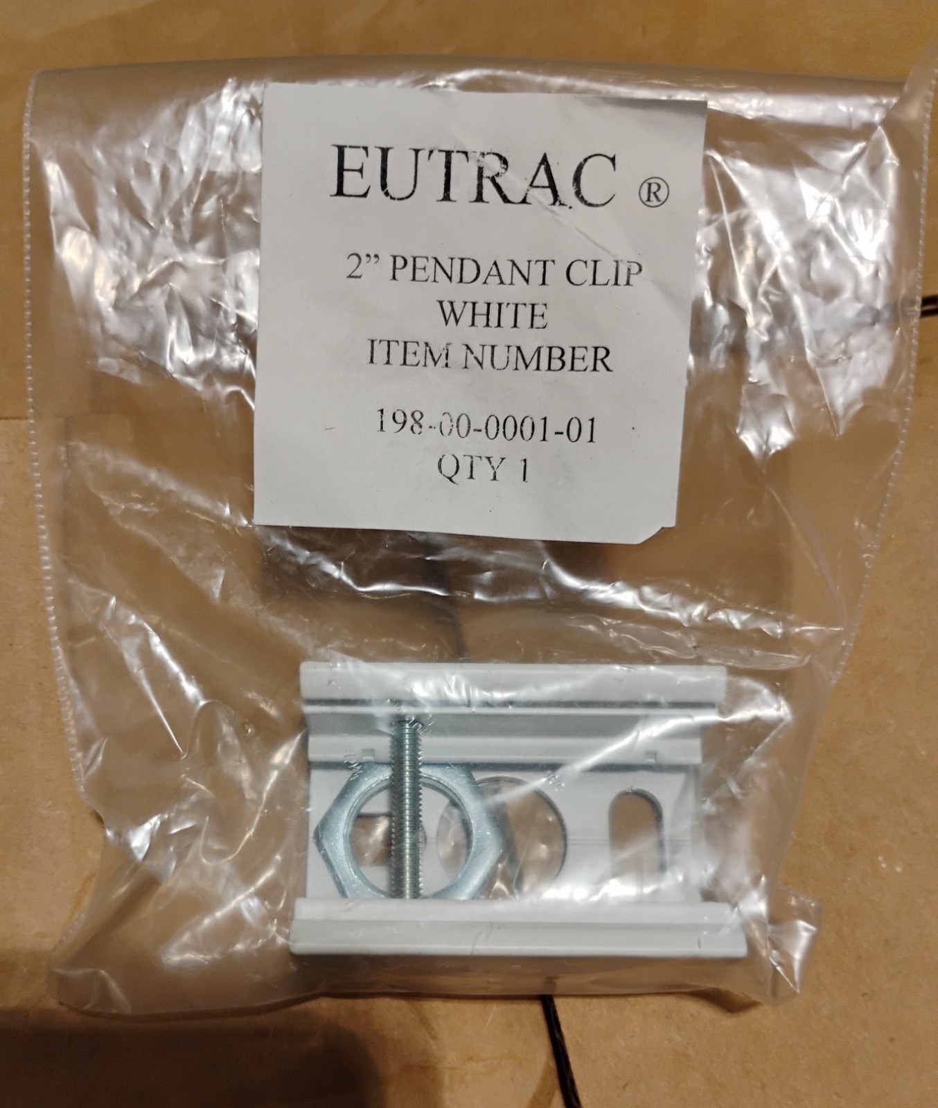 Eutrac 198-00-0001-1 Pendant Clip 2-inch White